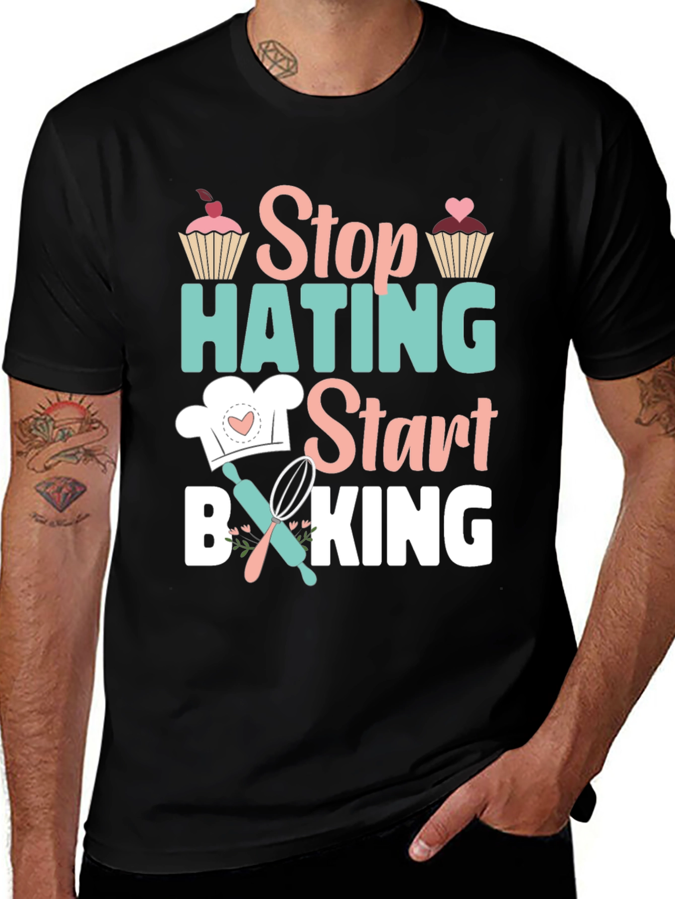 Variant 10 of Stop Hating Start Baking Black T-Shirt