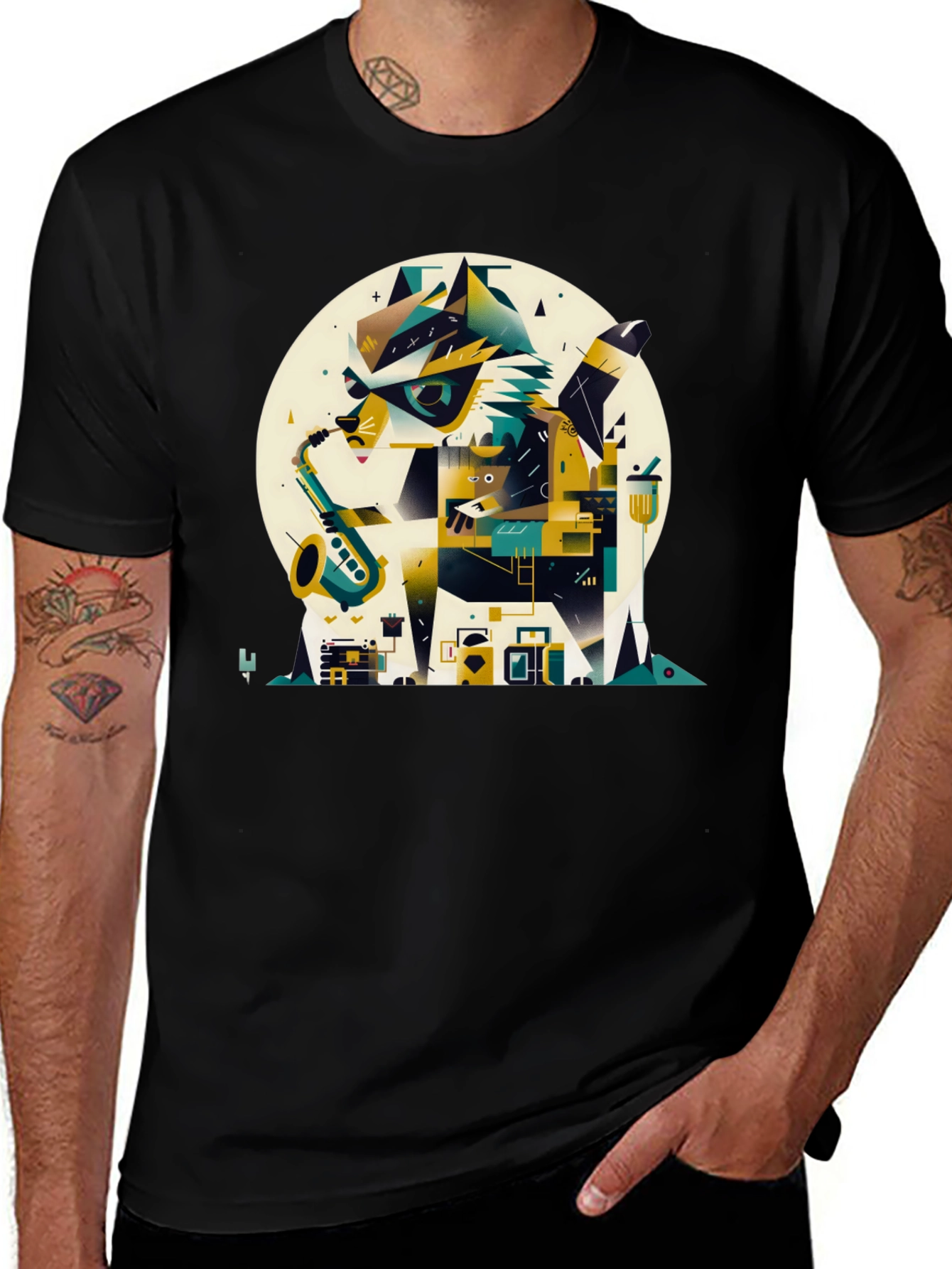 Variant 16 of Abstract Animal Saxophone T-Shirt