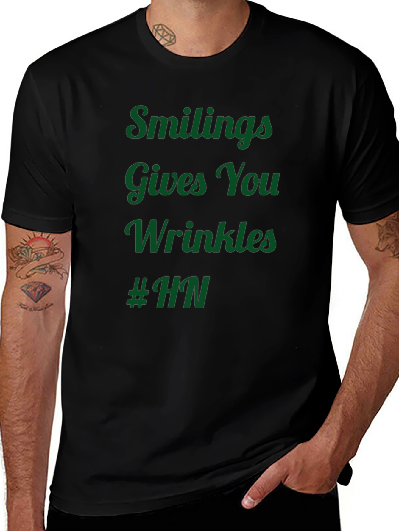 Variant 30 of Humorous T-Shirt: Smiling Gives You Wrinkles #HN