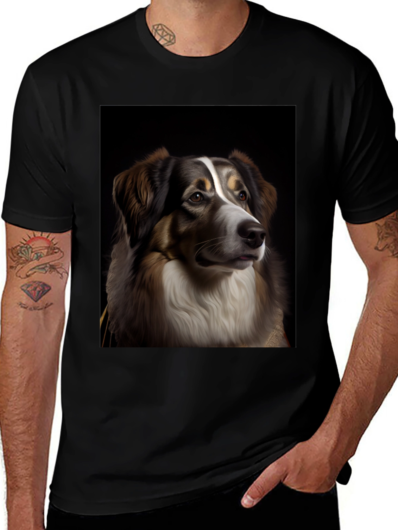 Variant 22 of Dog Portrait Graphic Tee - Black T-Shirt