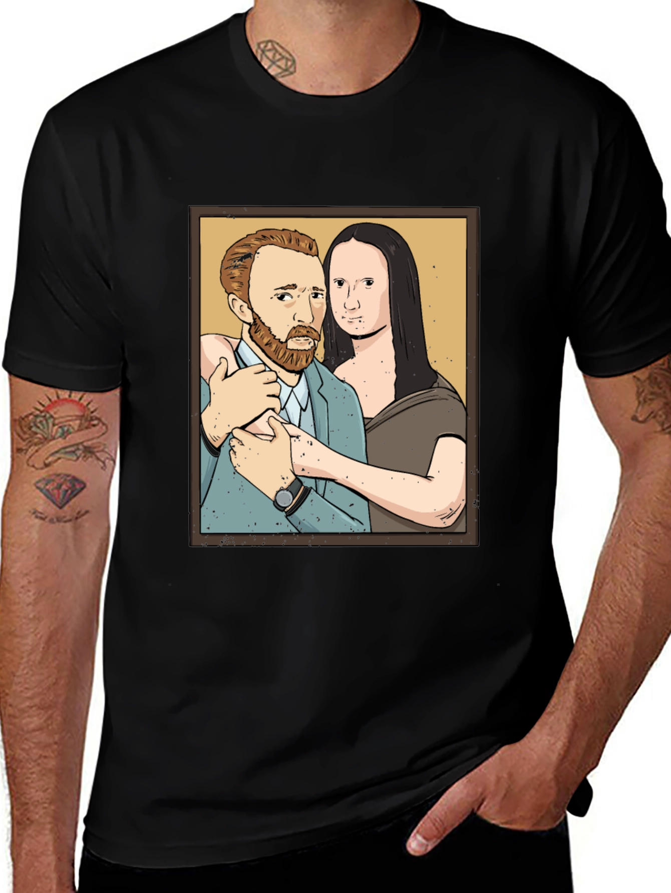 Variant 23 of Van Gogh and Mona Lisa Graphic Tee