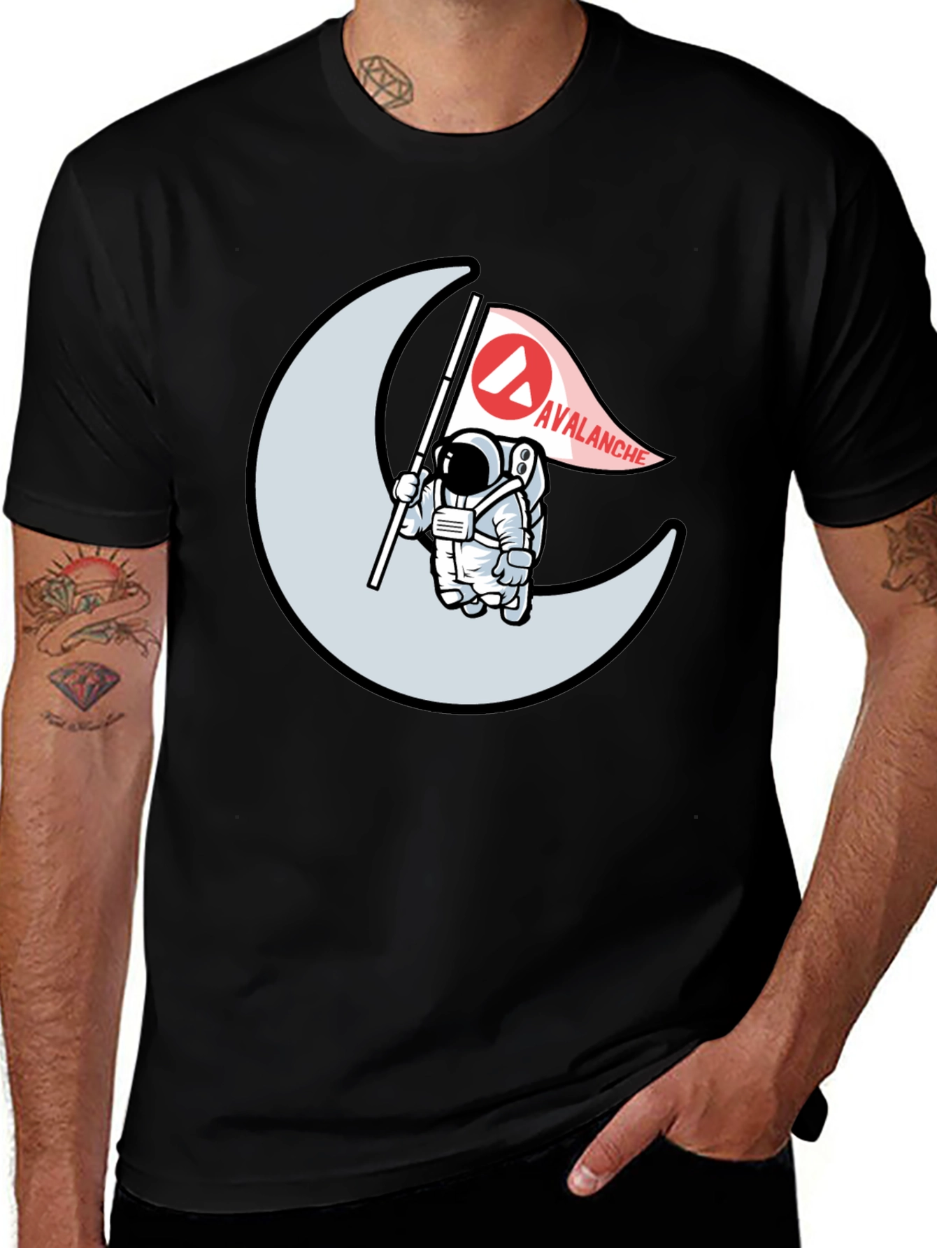 Avalanche Astronaut Moon Graphic Black T-Shirt
