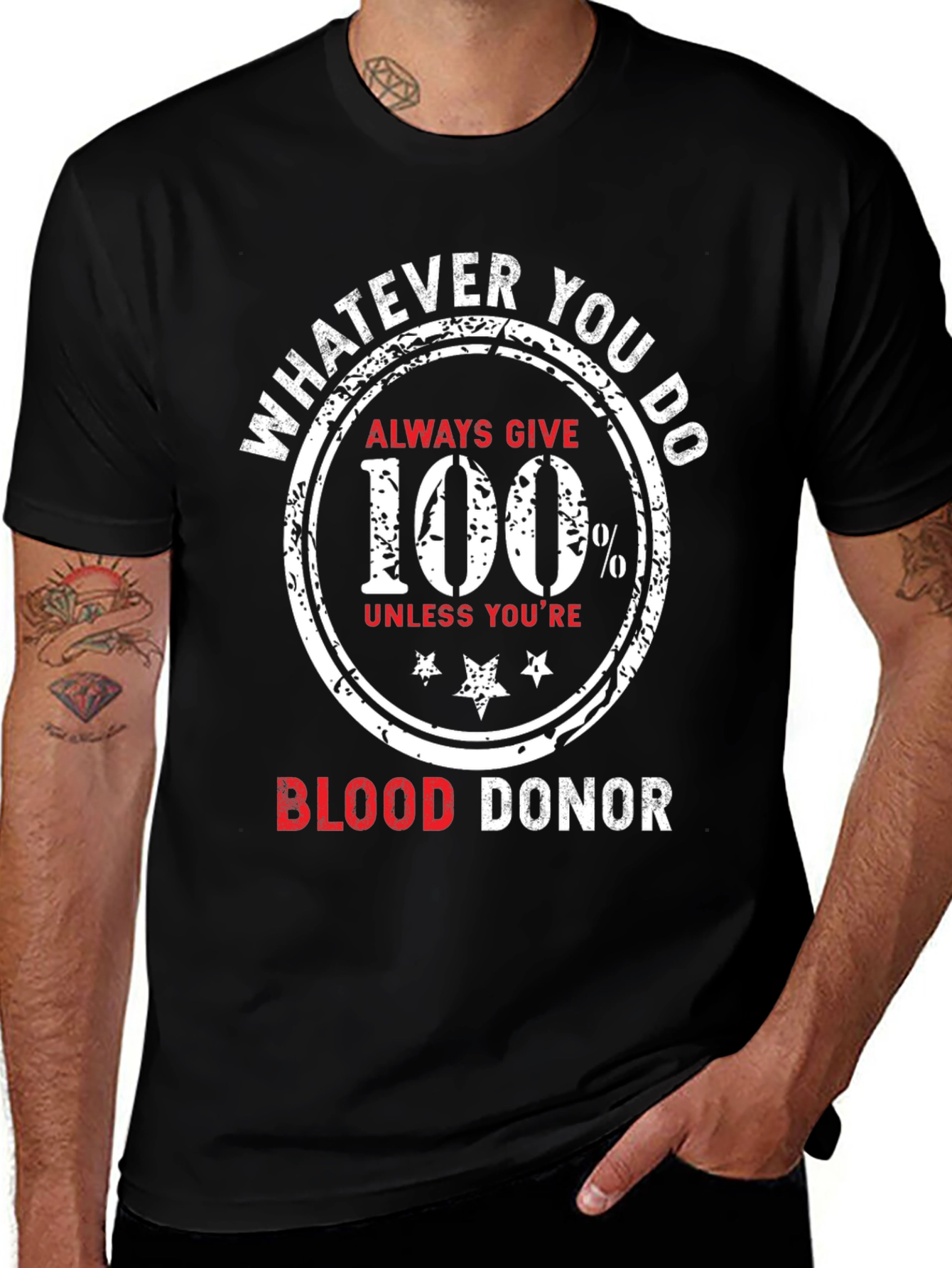 Variant 26 of Blood Donor T-Shirt Always Give 100 Percent