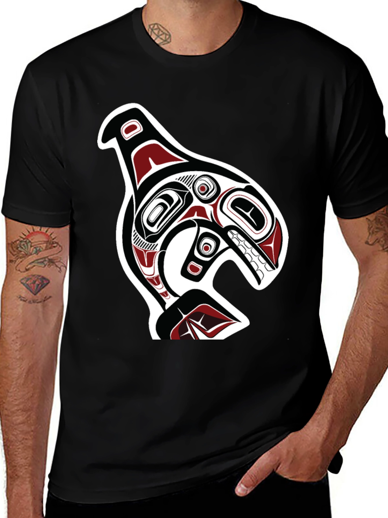 Variant 26 of Killer Whale Graphic Tee - Native American Inspired Design