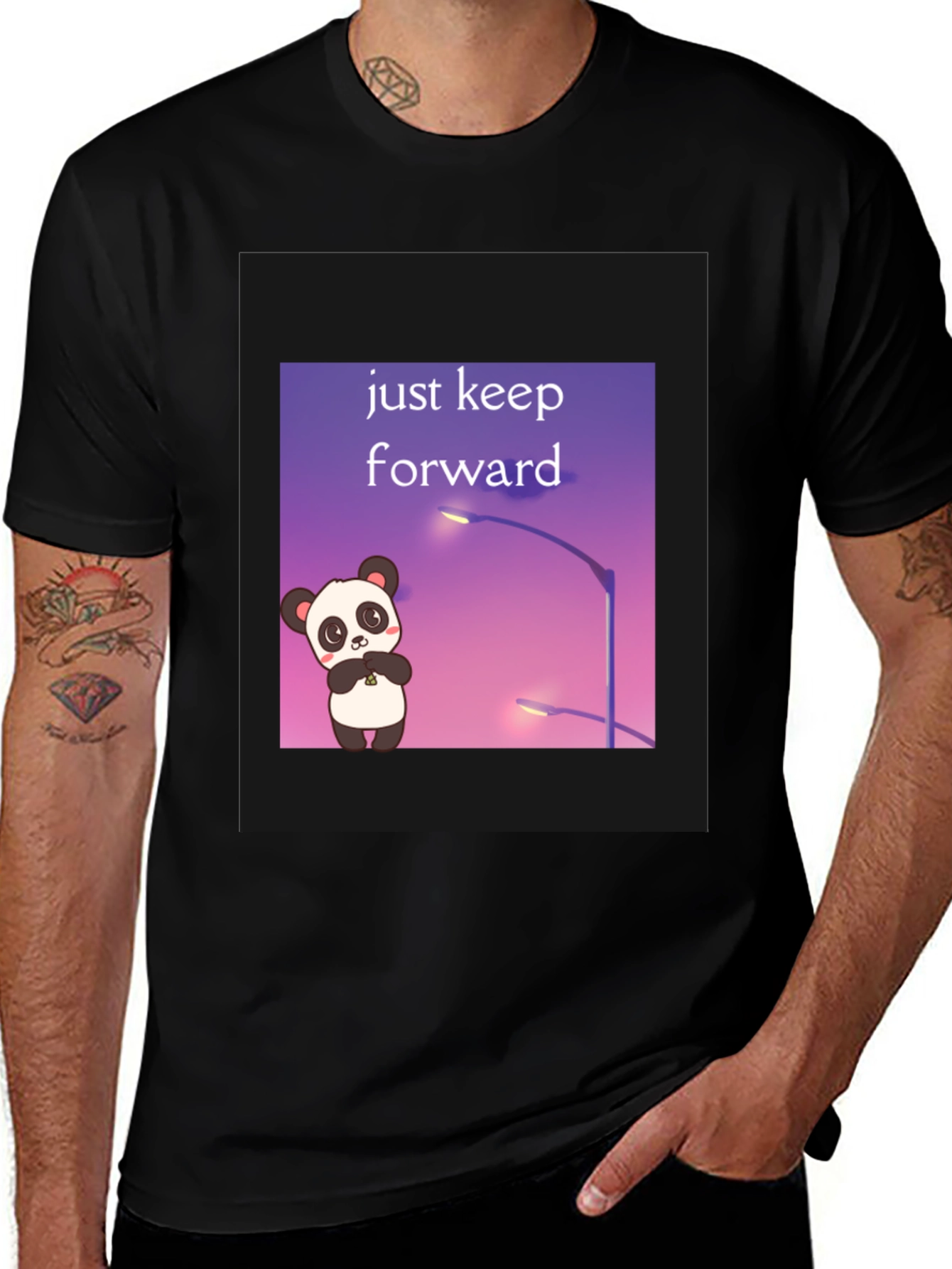 Variant 11 of Just Keep Forward Panda Graphic T-Shirt