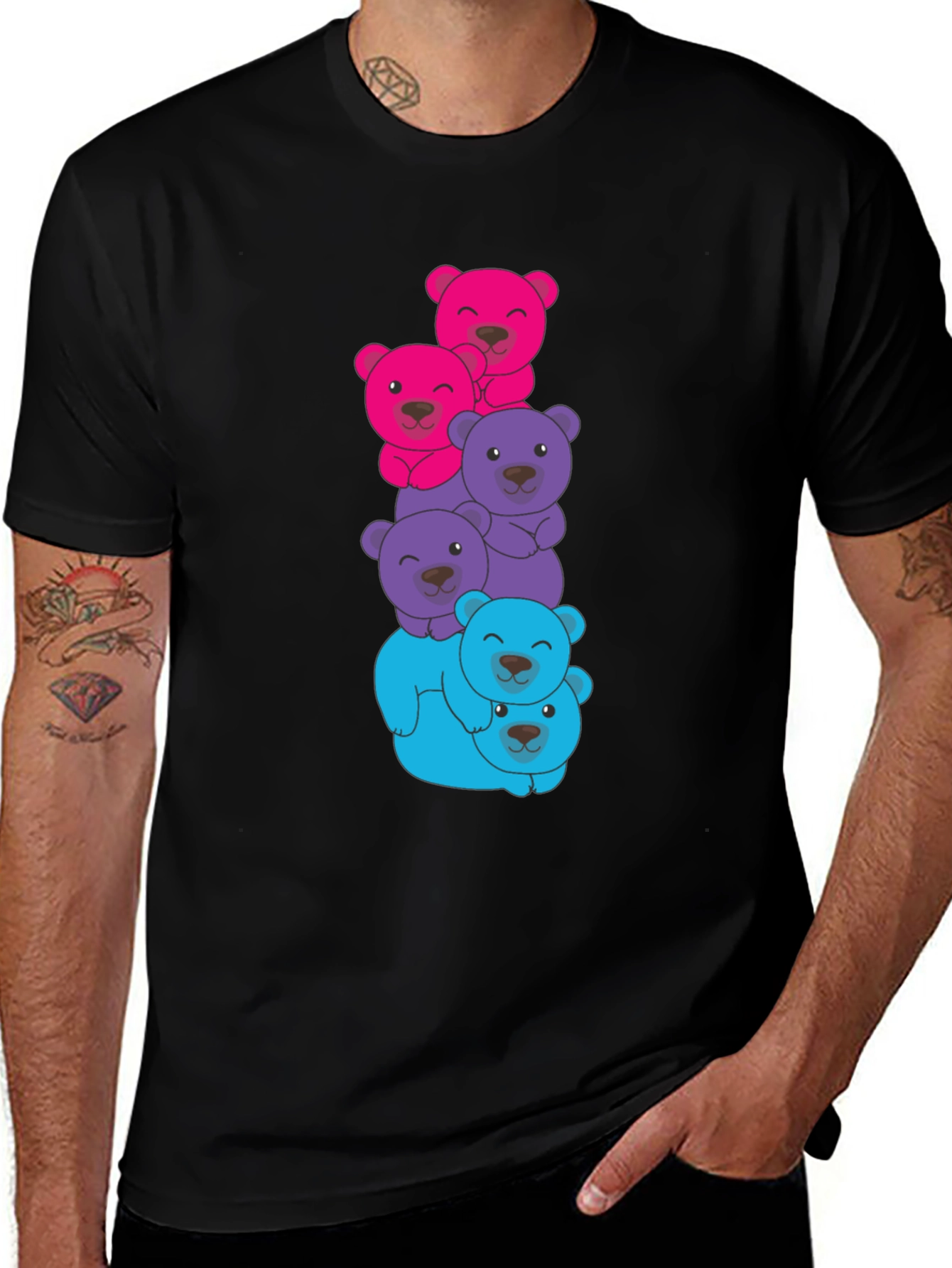 Variant 12 of Stacked Bears Graphic Tee - Fun Colorful Design