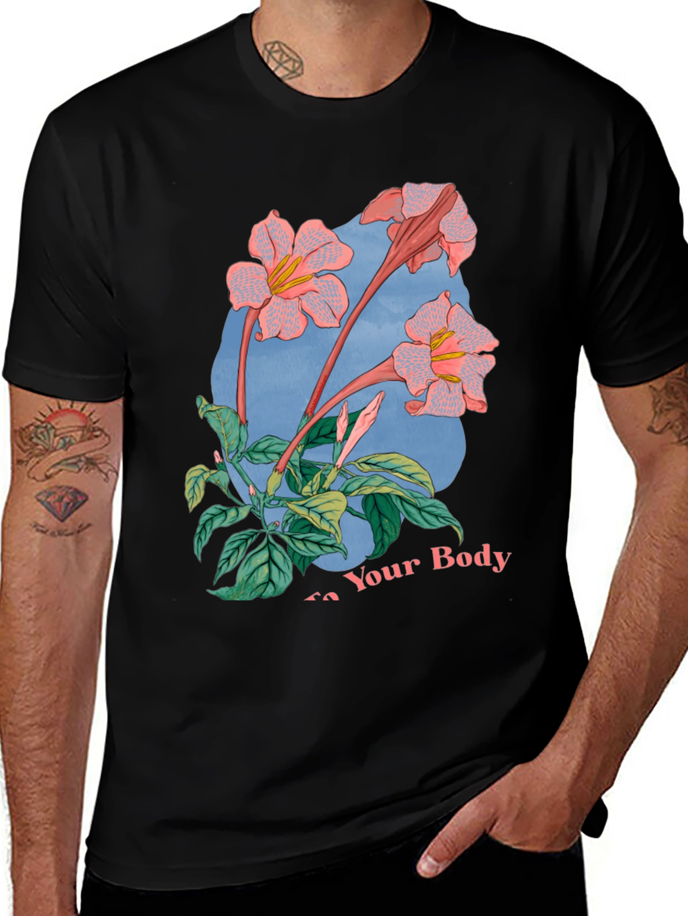 Variant 30 of Floral Graphic Black T-Shirt for Men