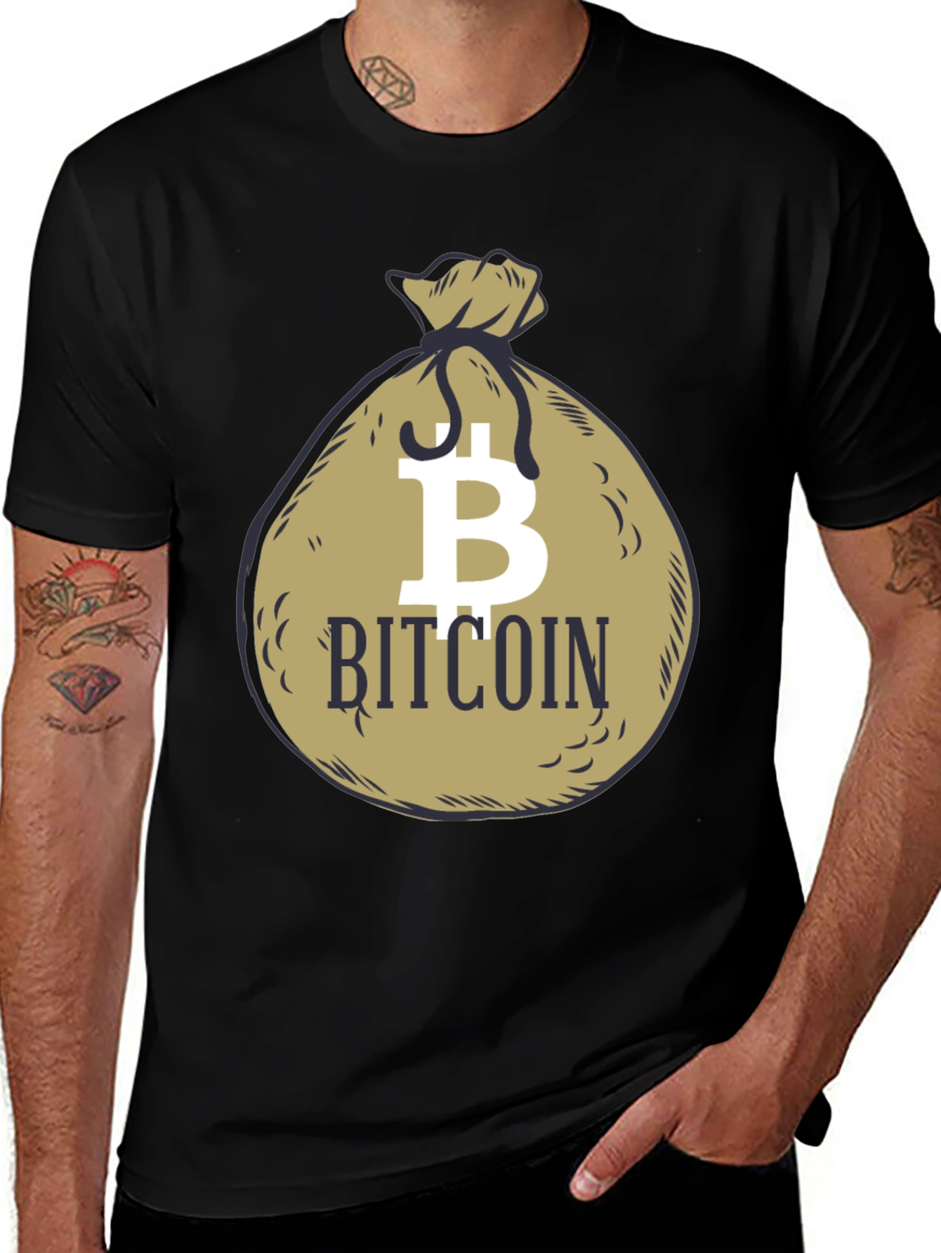 Bitcoin Sack Black Graphic T-Shirt