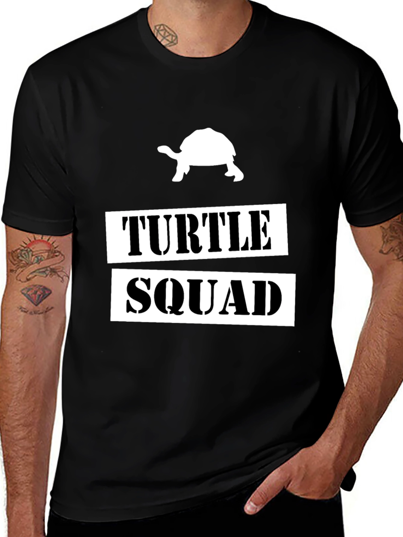 Variant 13 of Turtle Squad Graphic Tee - Black Cotton