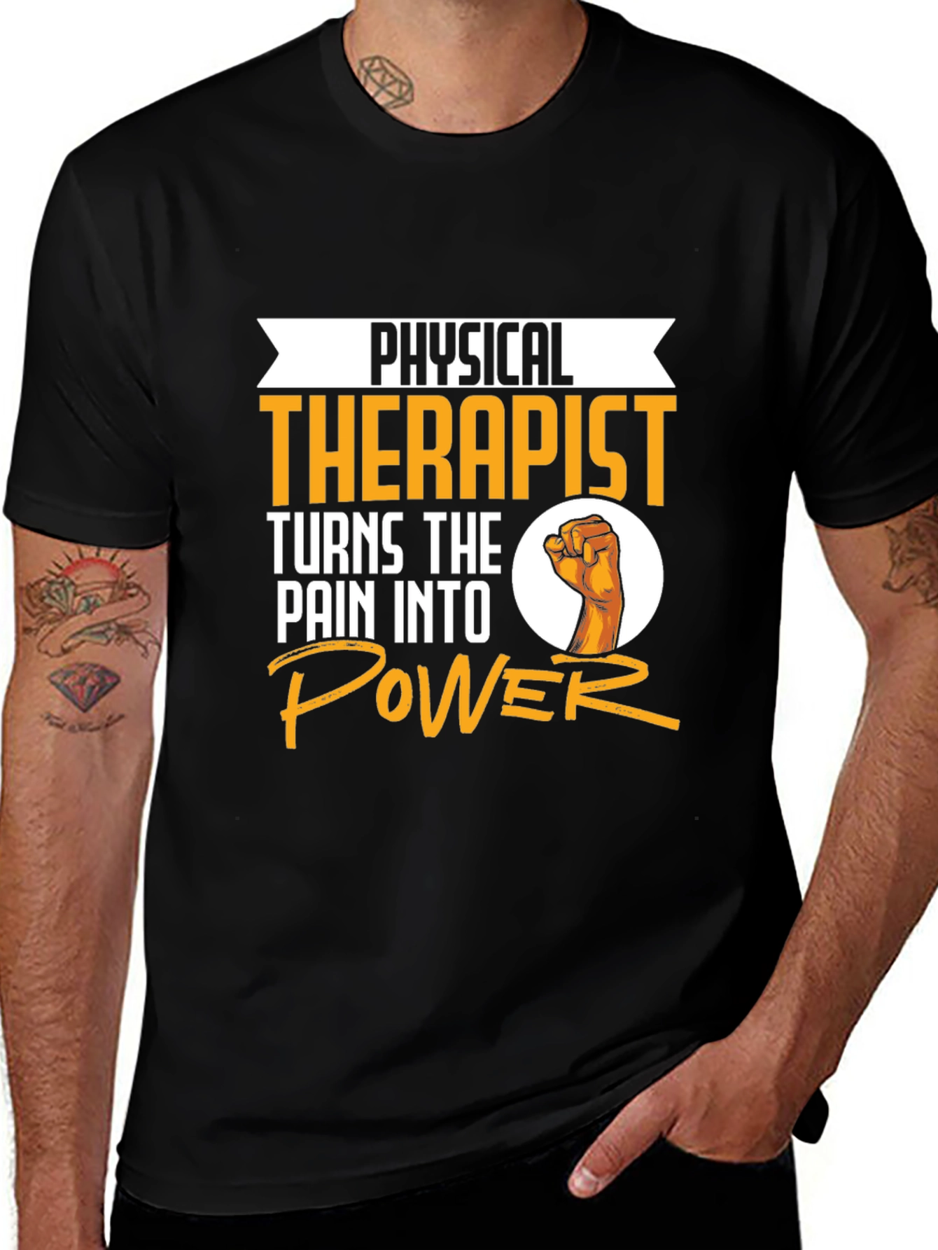 Variant 14 of Physical Therapist 'Turns Pain Into Power' Graphic Tee