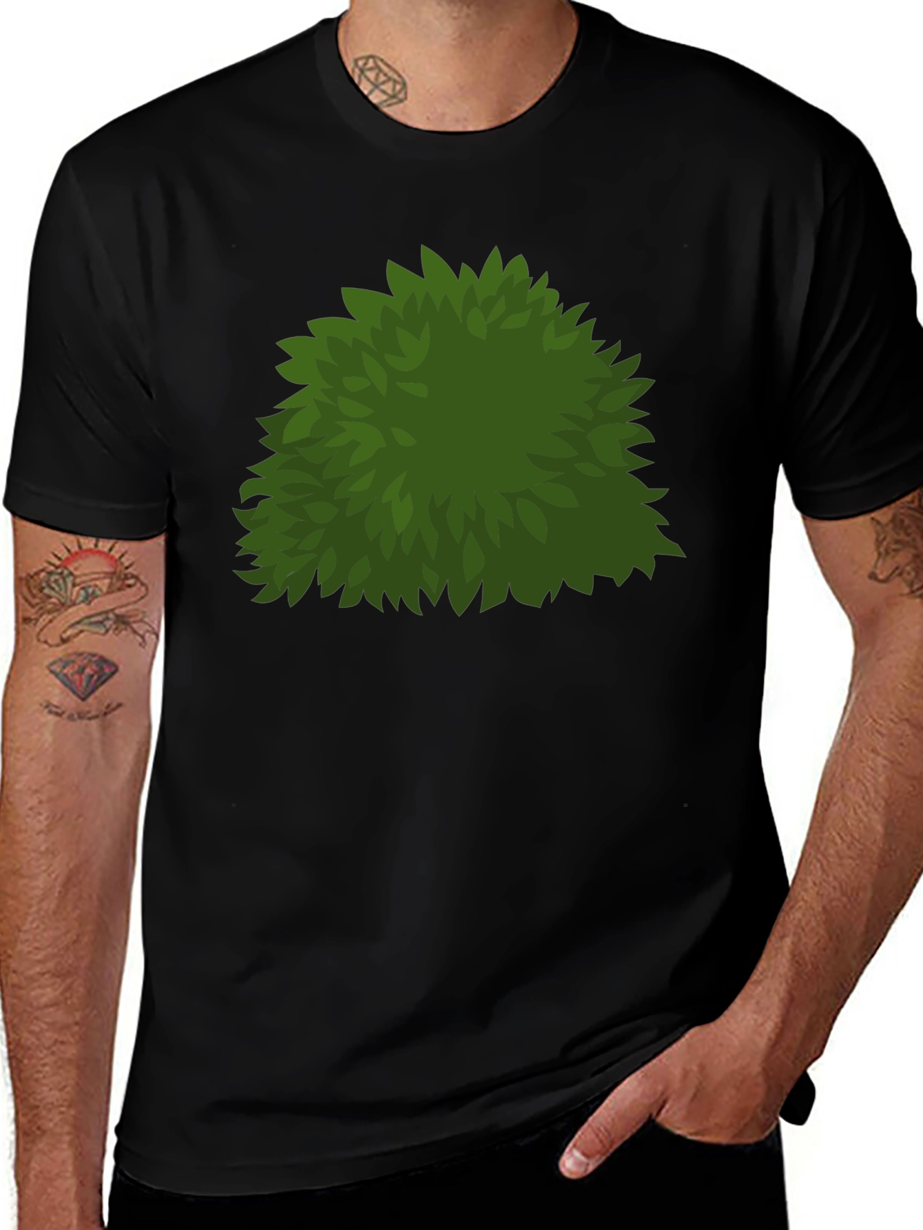 Variant 8 of Bush Graphic T-Shirt - Green Leaves Design