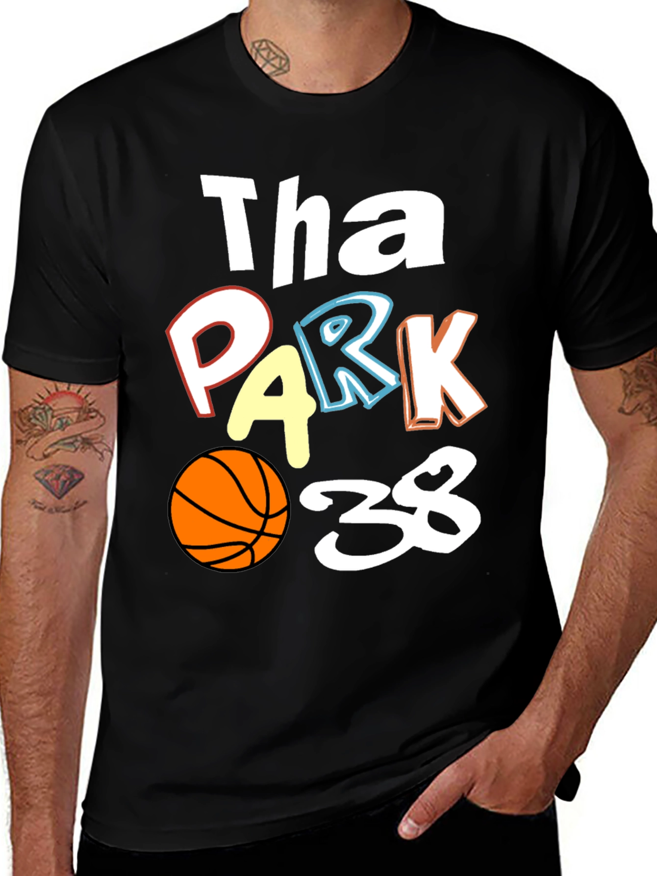 Variant 10 of Tha Park 38 Basketball T-Shirt - Black