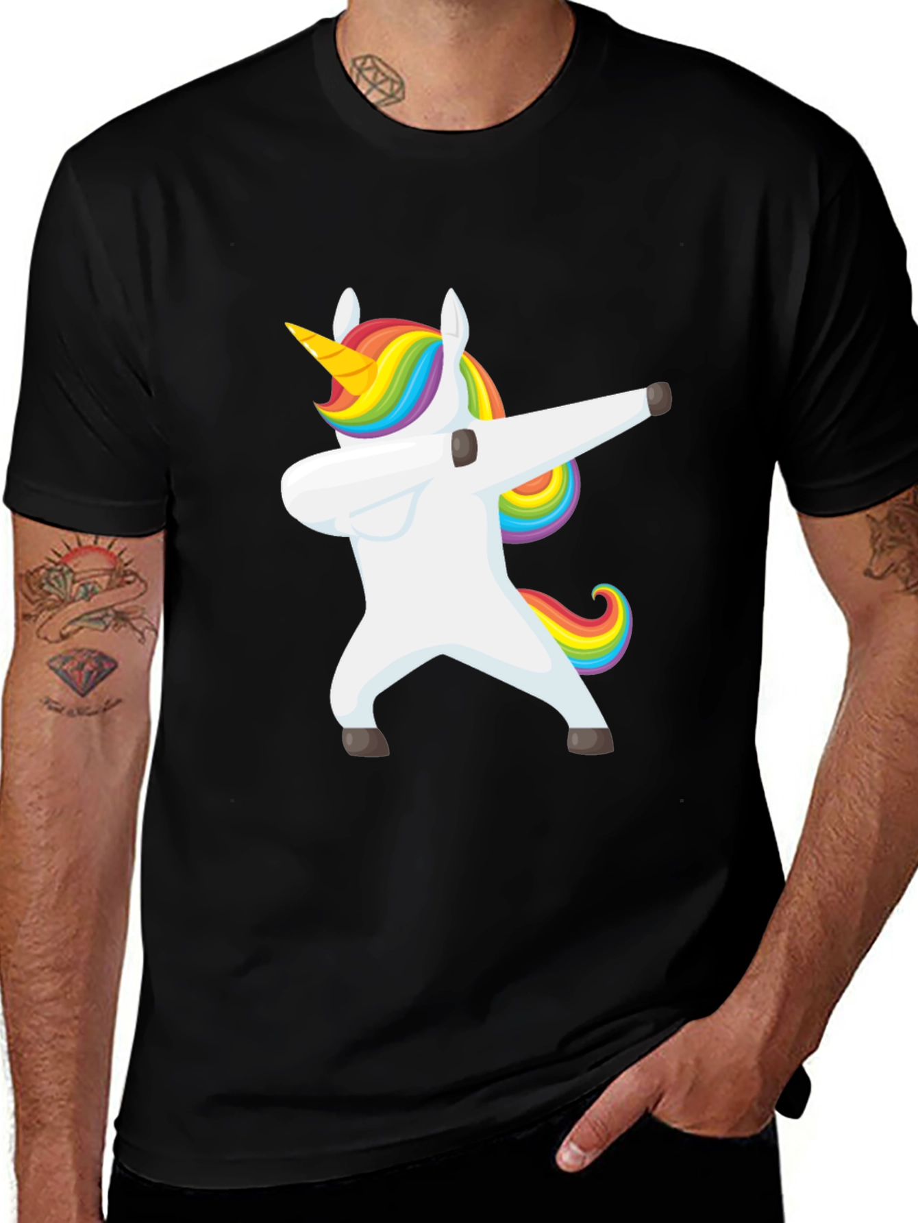 Variant 7 of Dabbing Unicorn Black T-Shirt - Men's Graphic Tee
