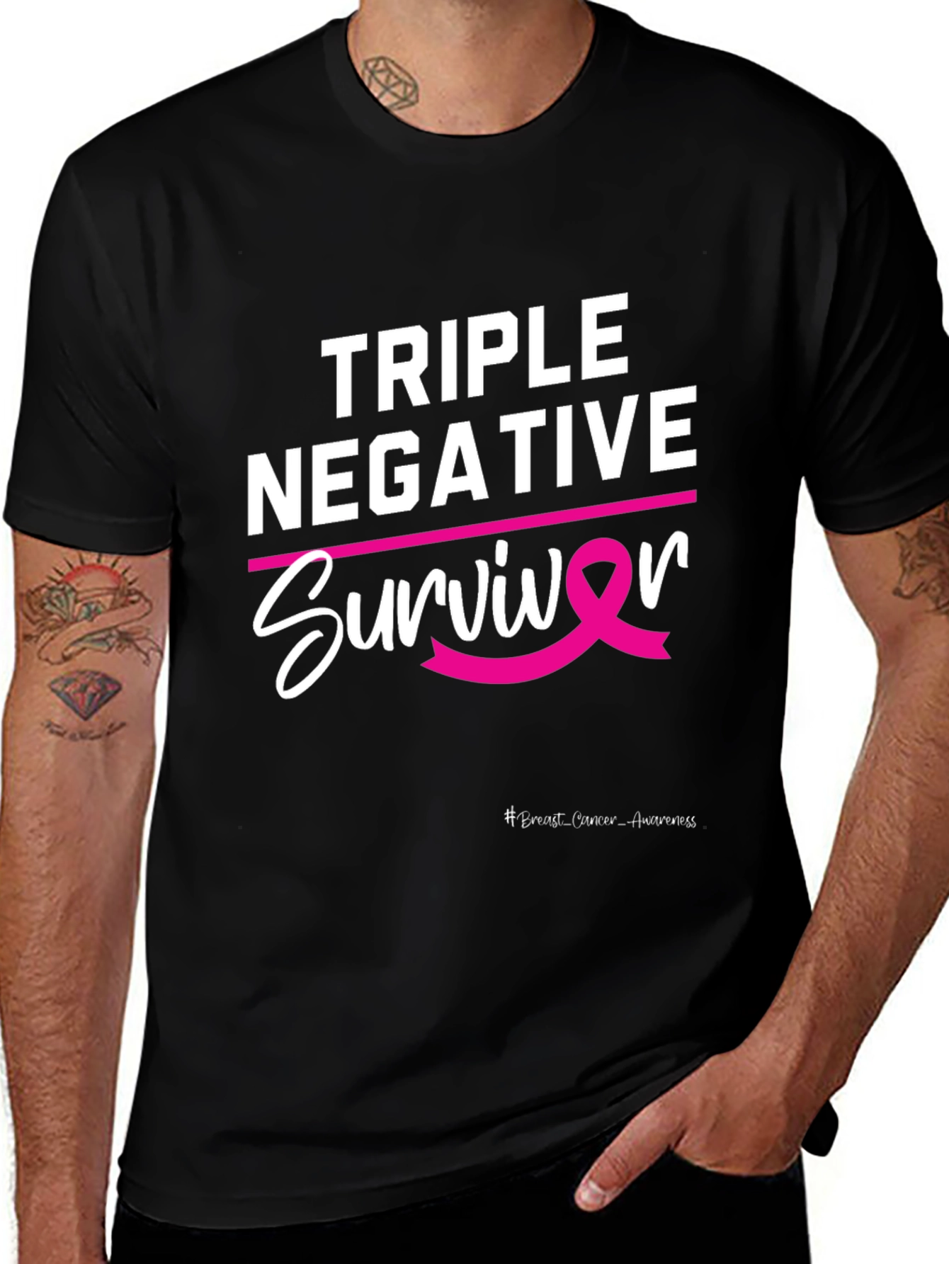 Variant 2 of Triple Negative Survivor Breast Cancer Awareness T-Shirt