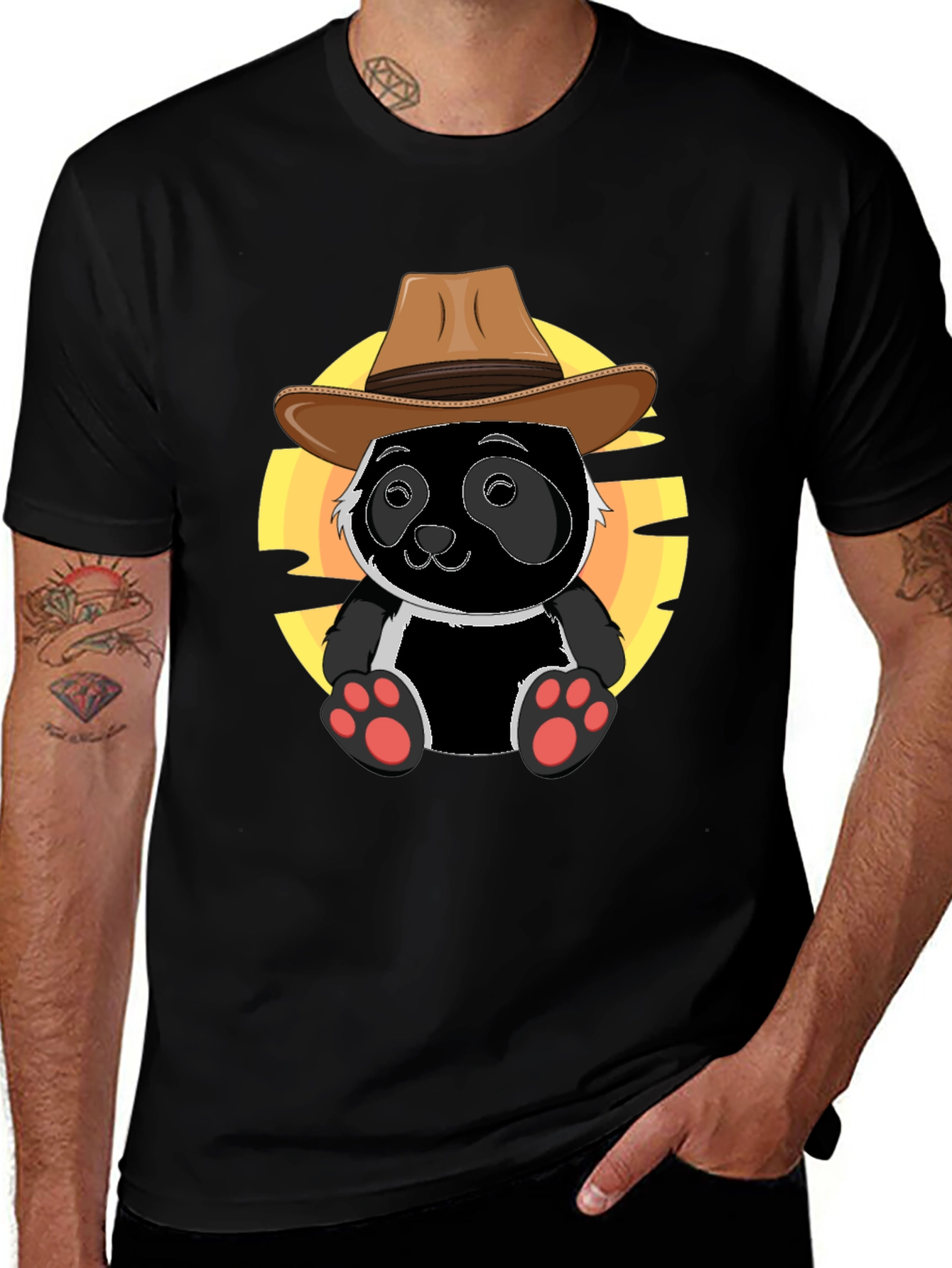 Variant 14 of Panda Cowboy T-Shirt - Cute Graphic Tee
