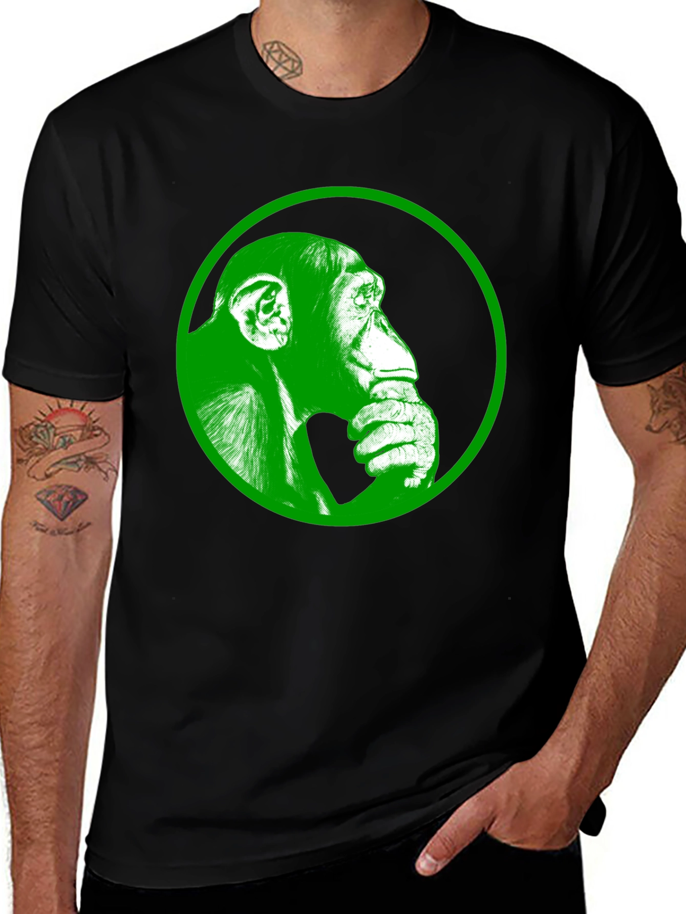 Variant 17 of Thinking Monkey Graphic Tee - Black
