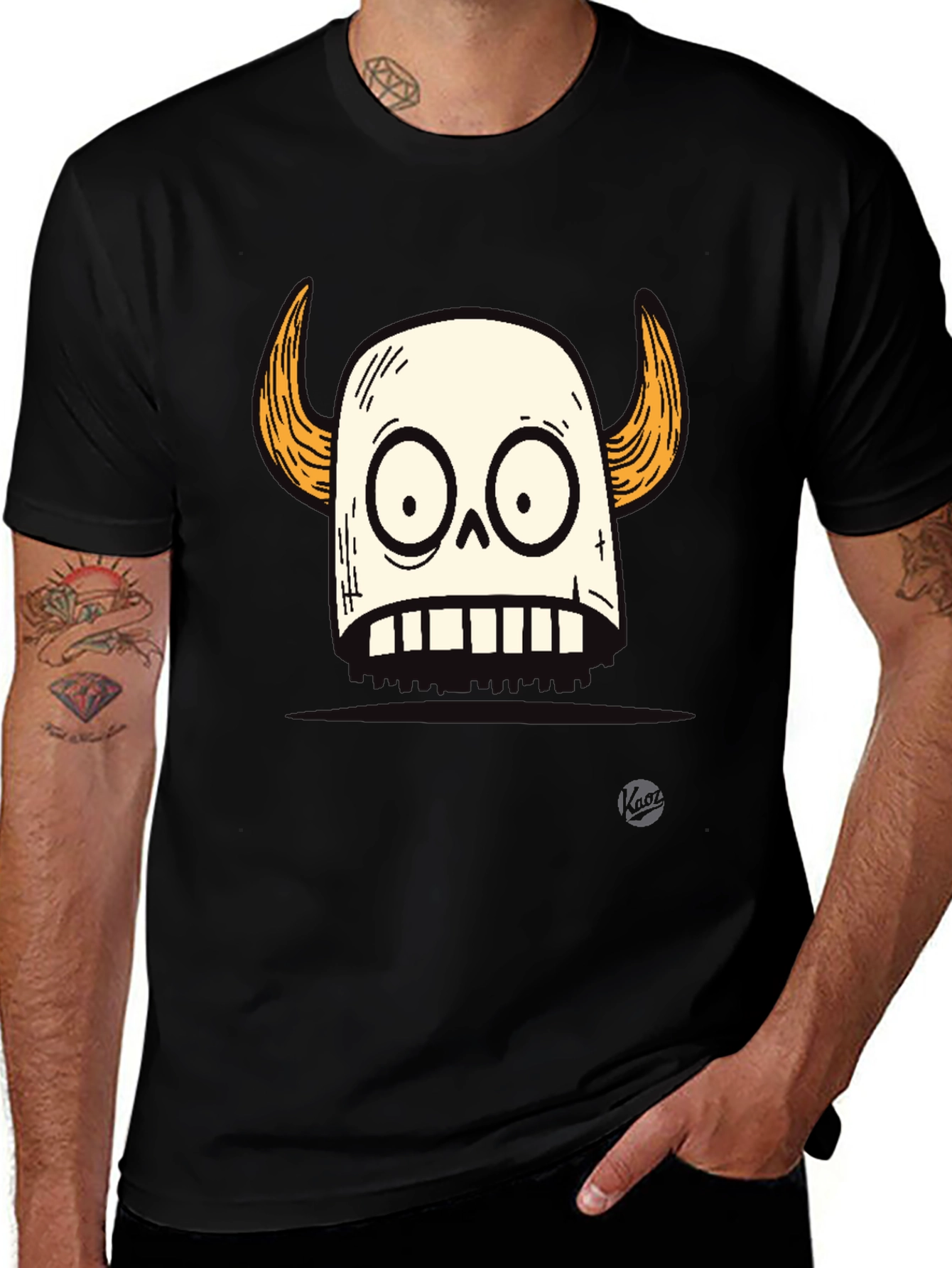 Variant 29 of Monster Graphic Print Black T-Shirt