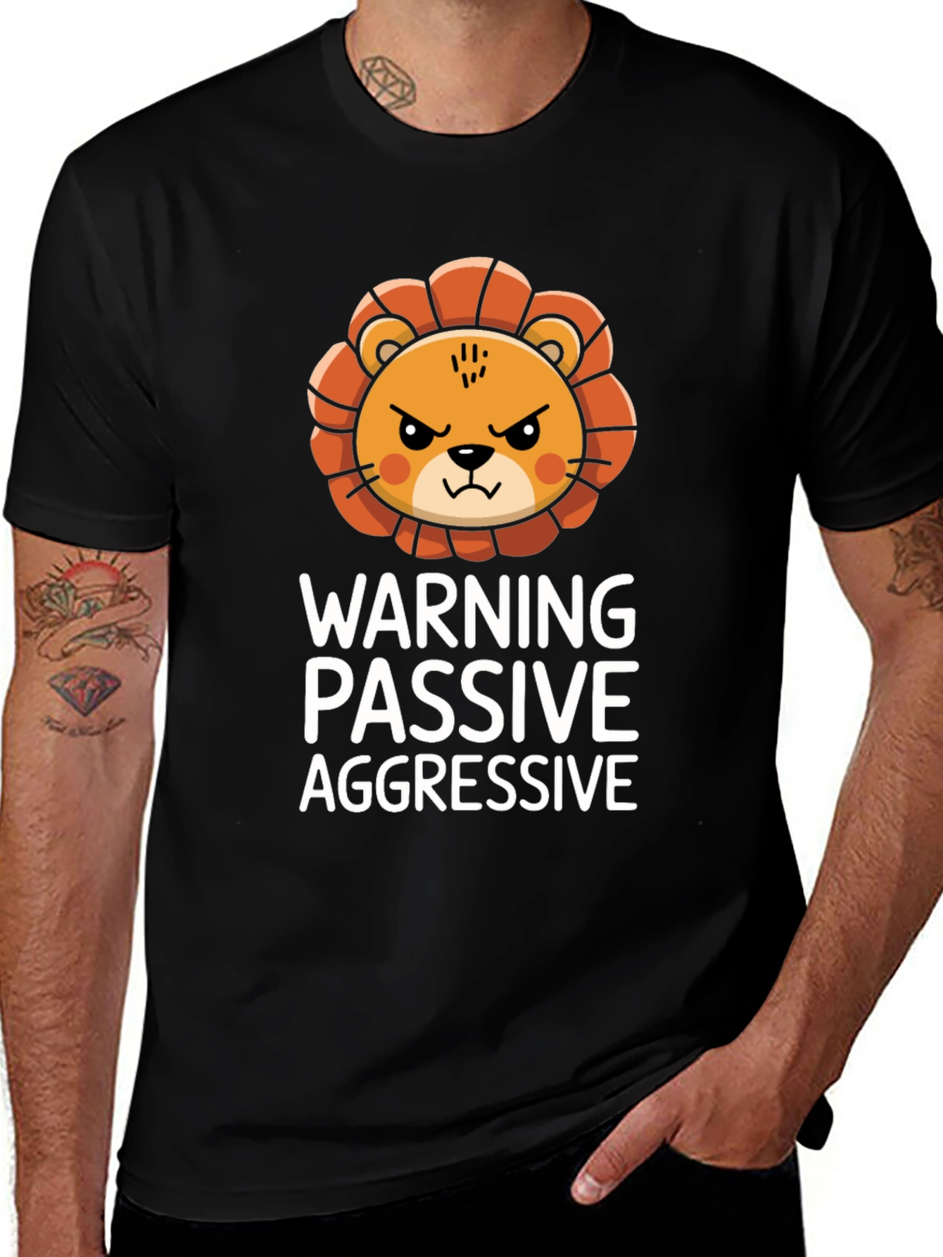 Variant 17 of Warning Passive Aggressive Lion Graphic Tee