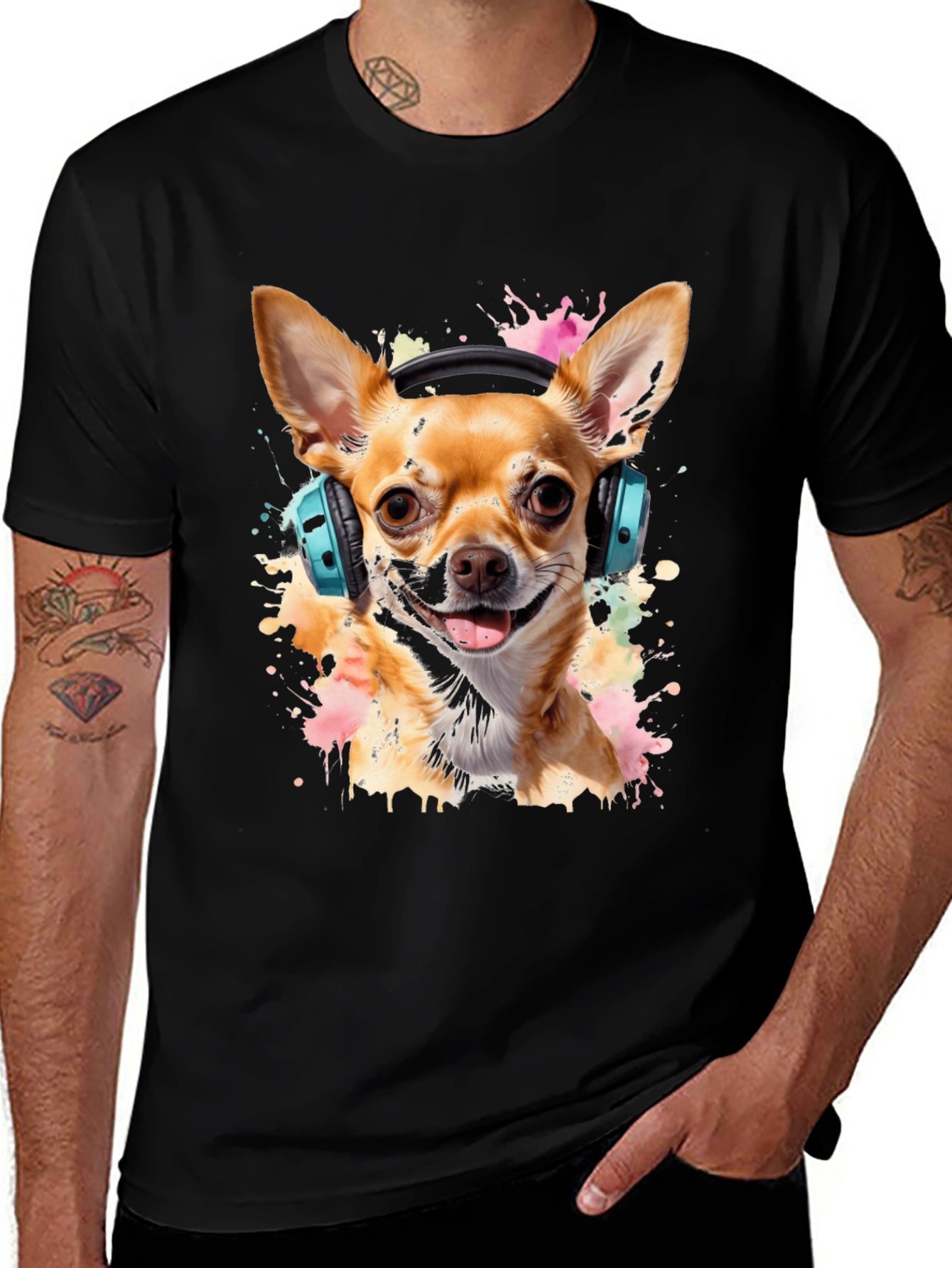 Variant 23 of Dog DJ Tee - Chihuahua with Headphones T-Shirt