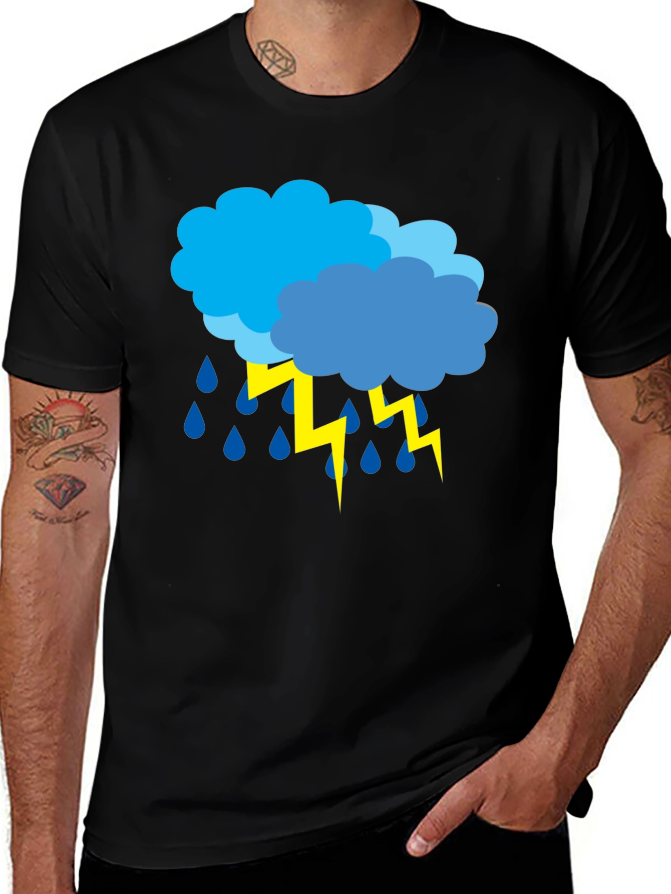 Stormy Weather Graphic Tee - Black Cotton T-Shirt