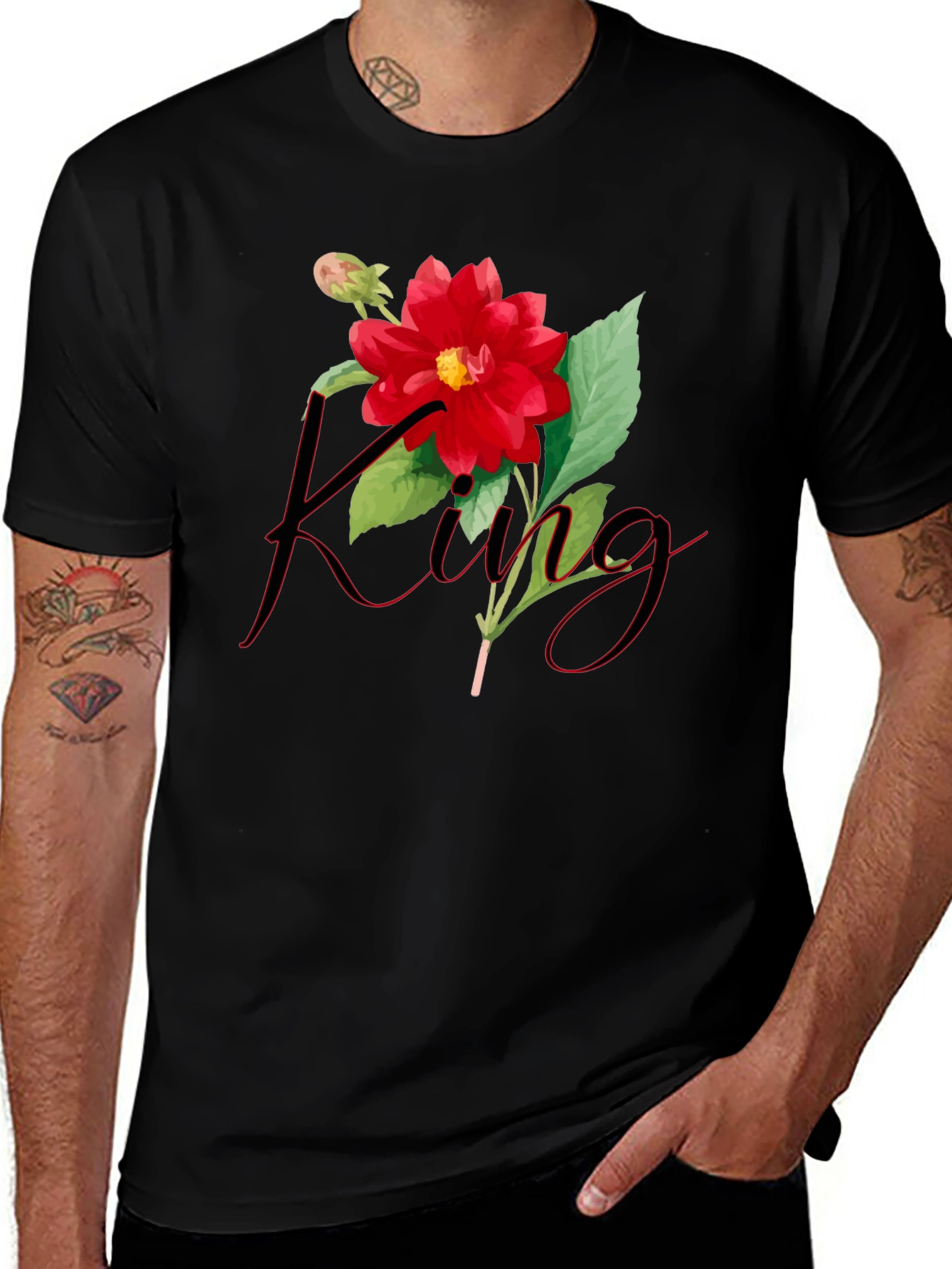 Variant 24 of King Floral Graphic Tee - Stylish Men's Black T-Shirt