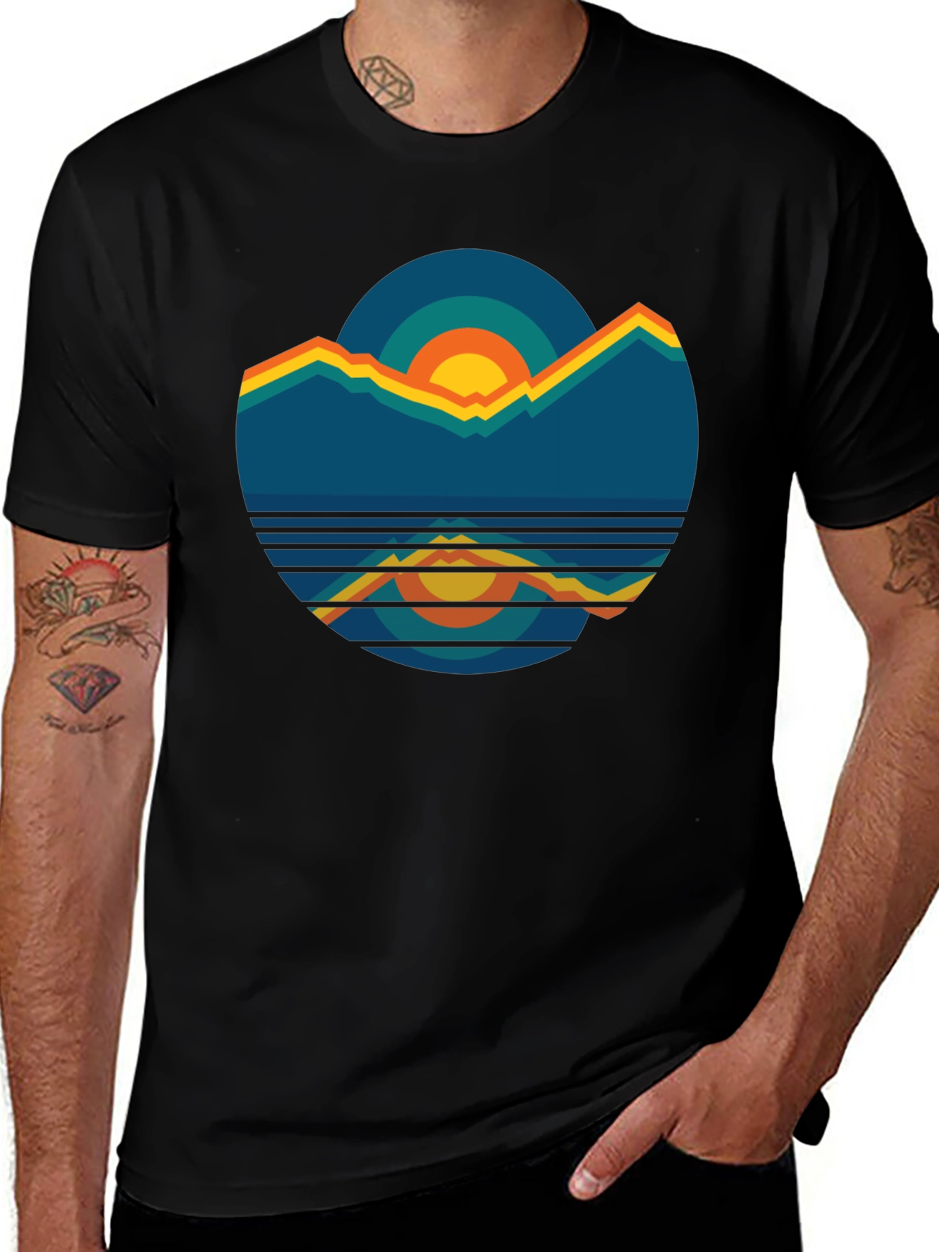 Variant 19 of Retro Mountain Sunset Graphic Tee