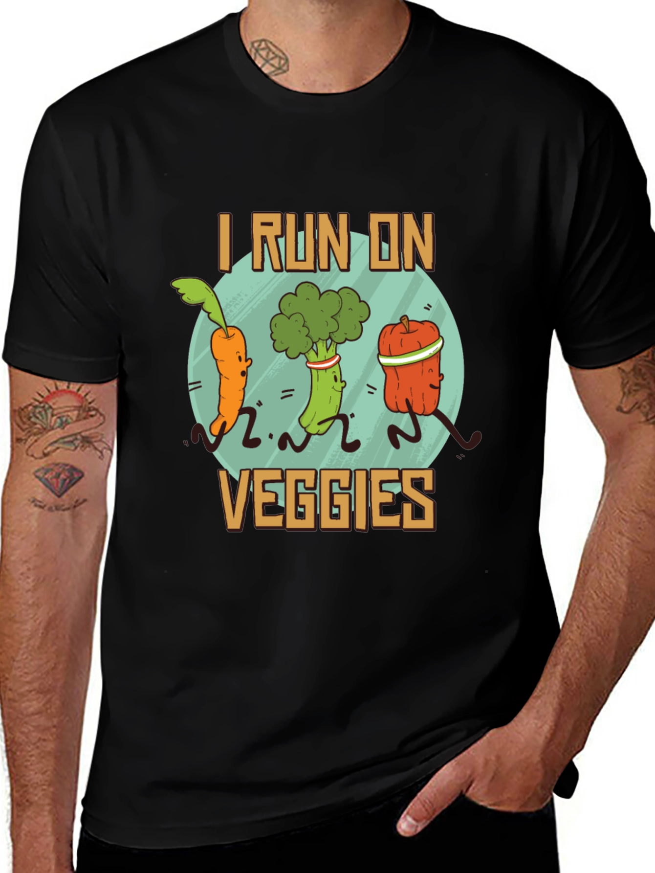 Variant 3 of I Run On Veggies Black Graphic T-Shirt