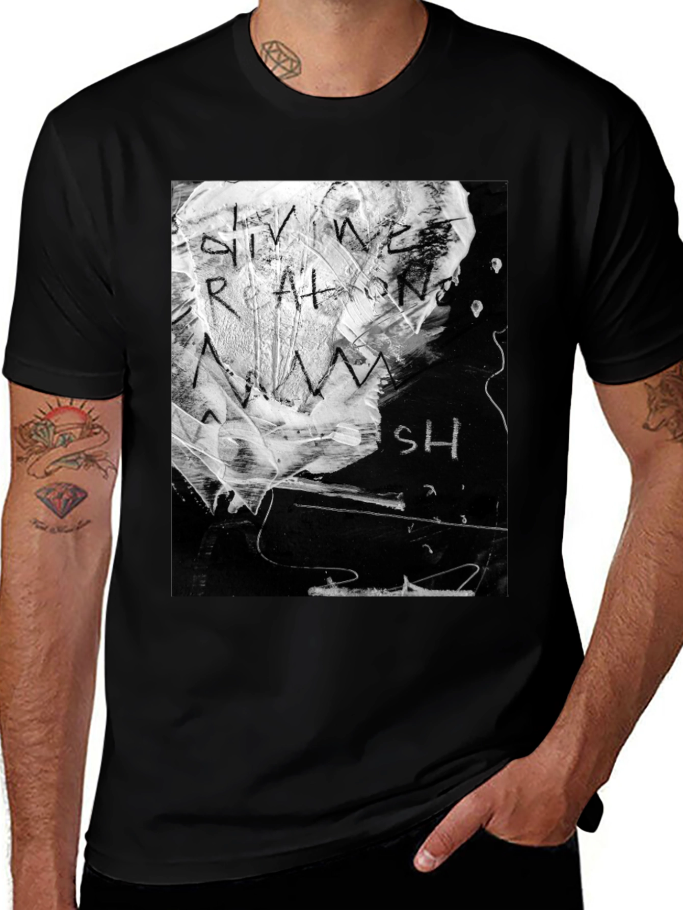 Variant 2 of Abstract Graphic Print Black T-Shirt