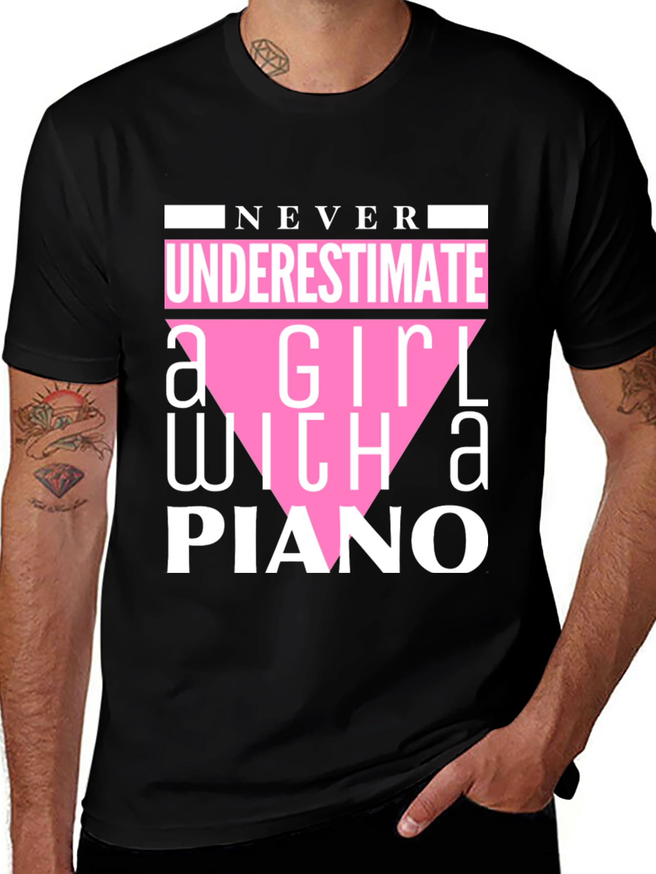 Never Underestimate a Girl with a Piano T-Shirt