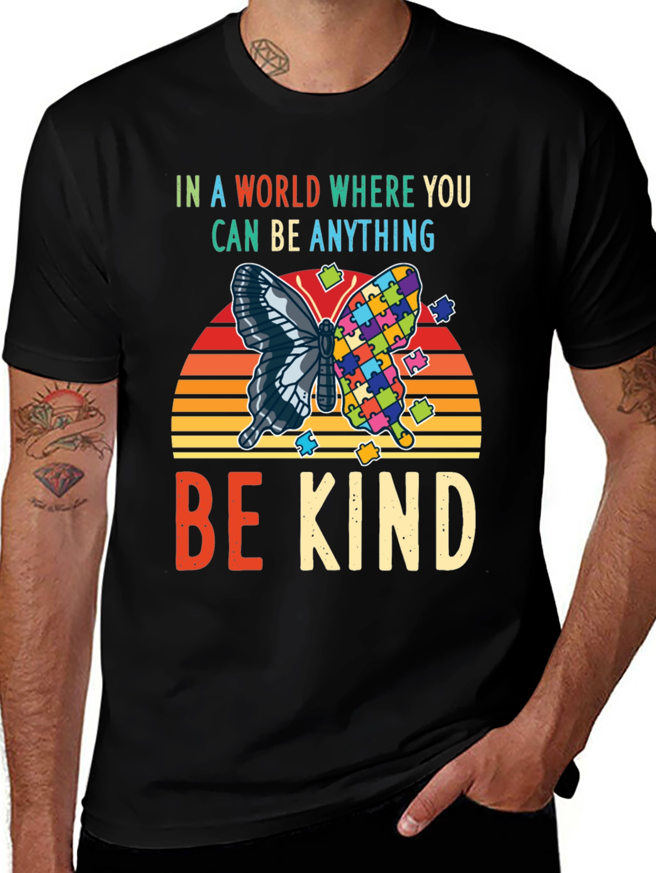 Variant 28 of Be Kind Autism Awareness Butterfly T-Shirt