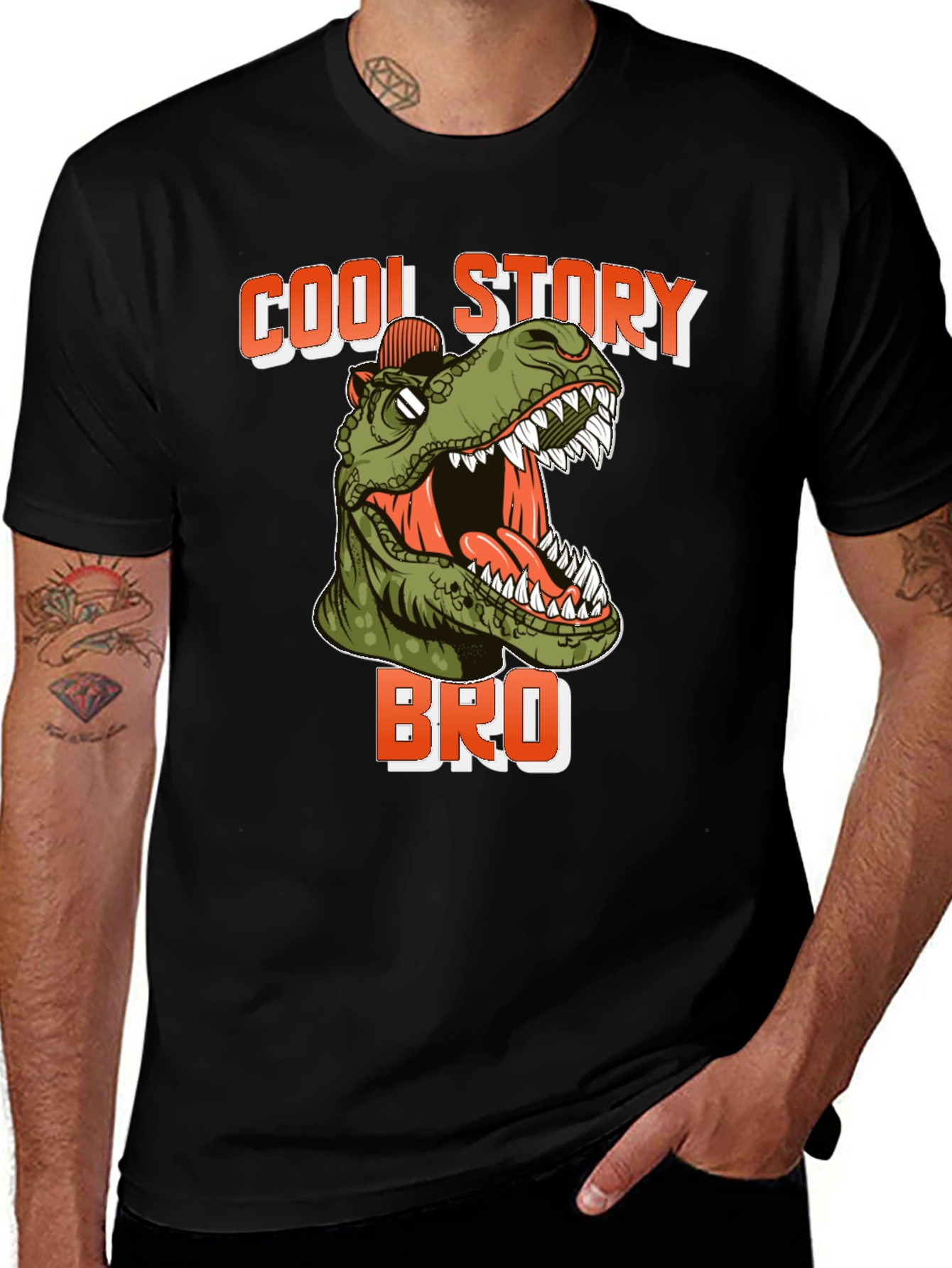Variant 8 of Cool Story Bro Dinosaur T-Shirt - Black