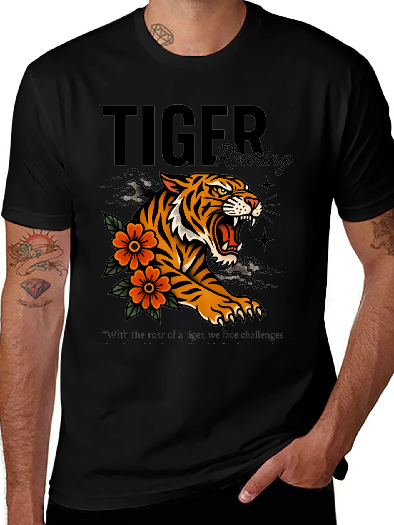 Variant 2 of Tiger Roaring Graphic Print T-Shirt