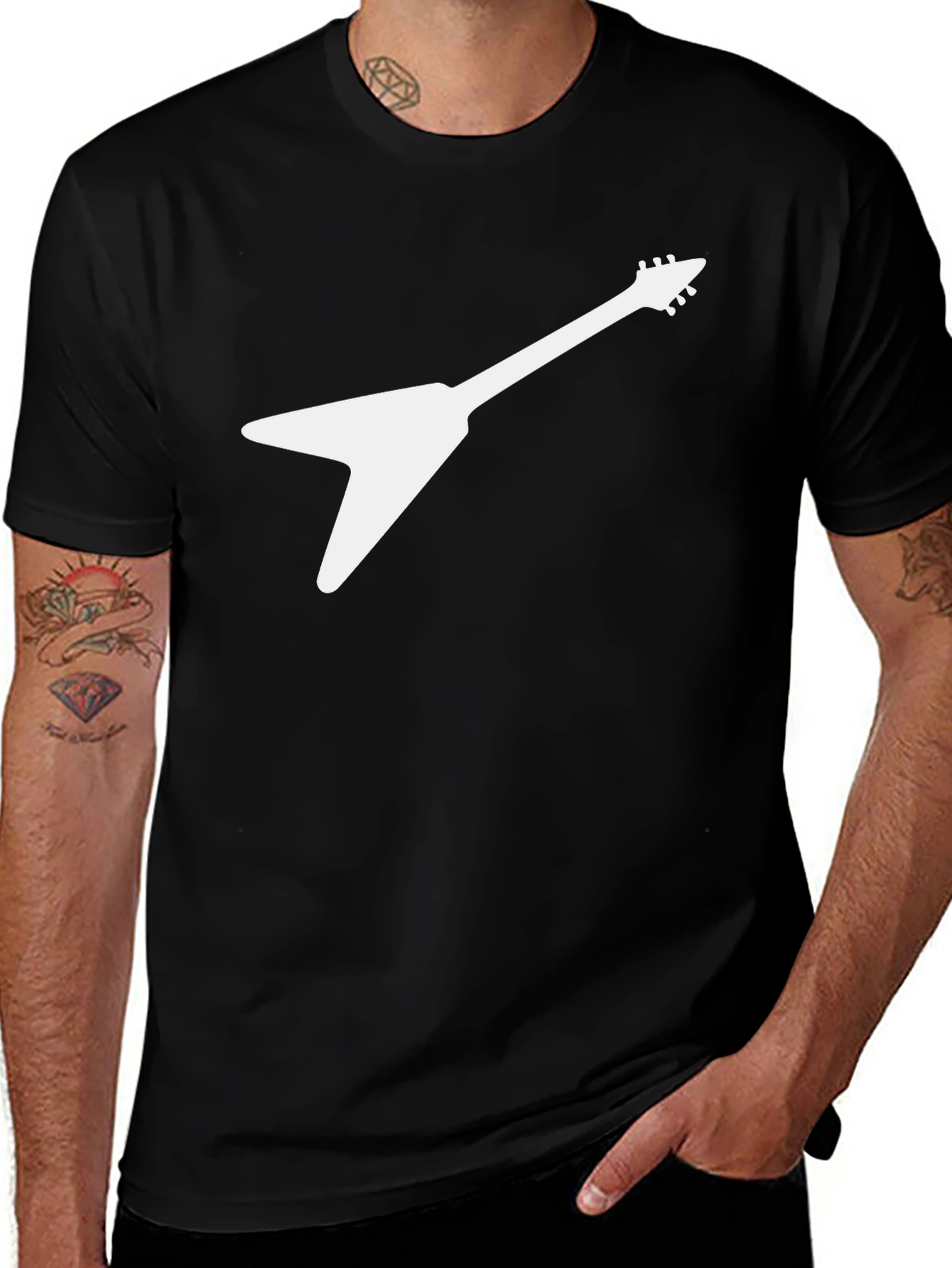 Variant 26 of Flying V Guitar T-Shirt - Rocker Style Tee