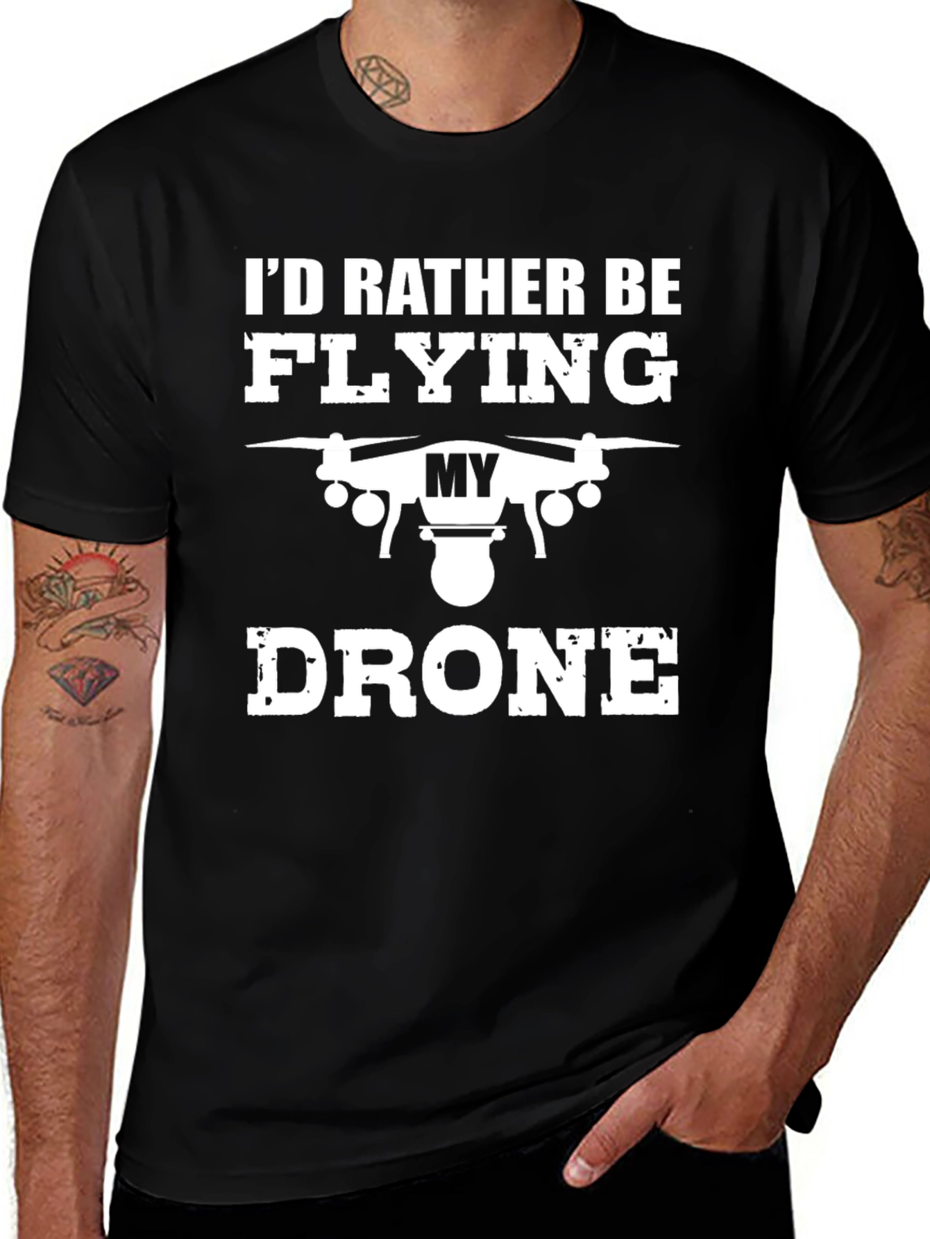 Variant 7 of Drone Enthusiast T-Shirt: I'd Rather Be Flying My Drone Tee