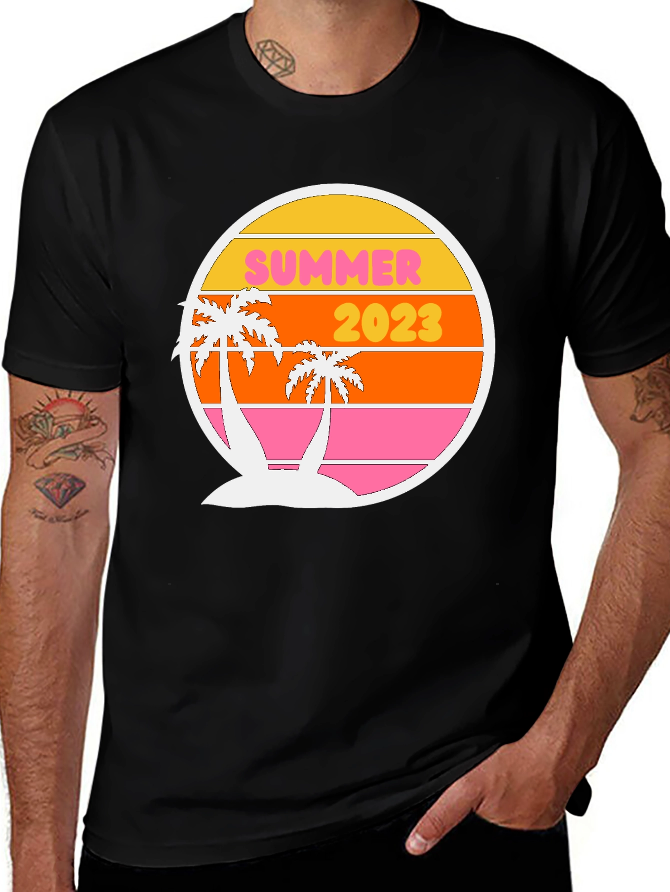 Summer 2023 Retro Palm Tree Graphic T-Shirt