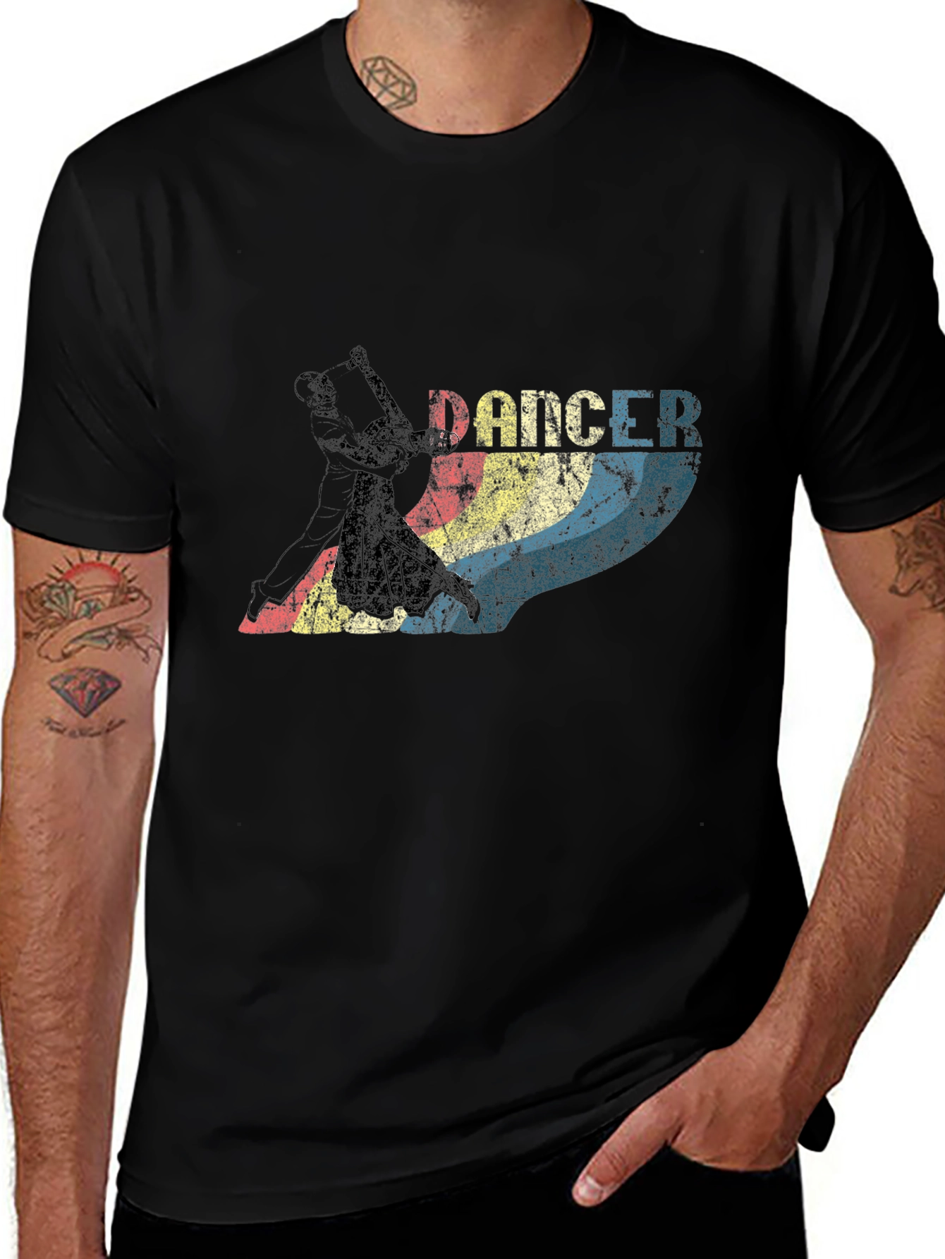 Retro Dancer Graphic Tee - Classic Black T-Shirt