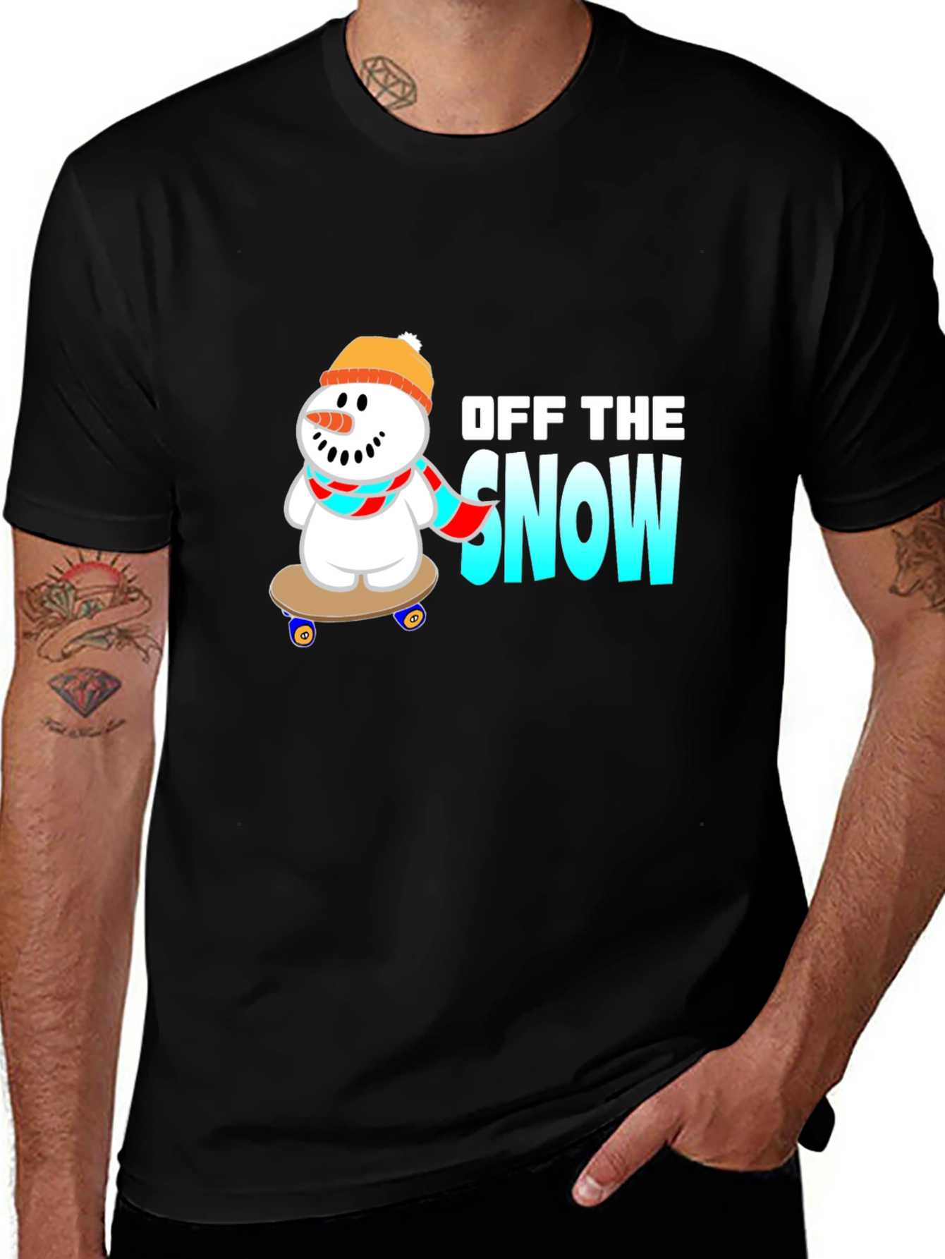 Variant 26 of Off the Snow Skateboard Snowman Graphic Tee