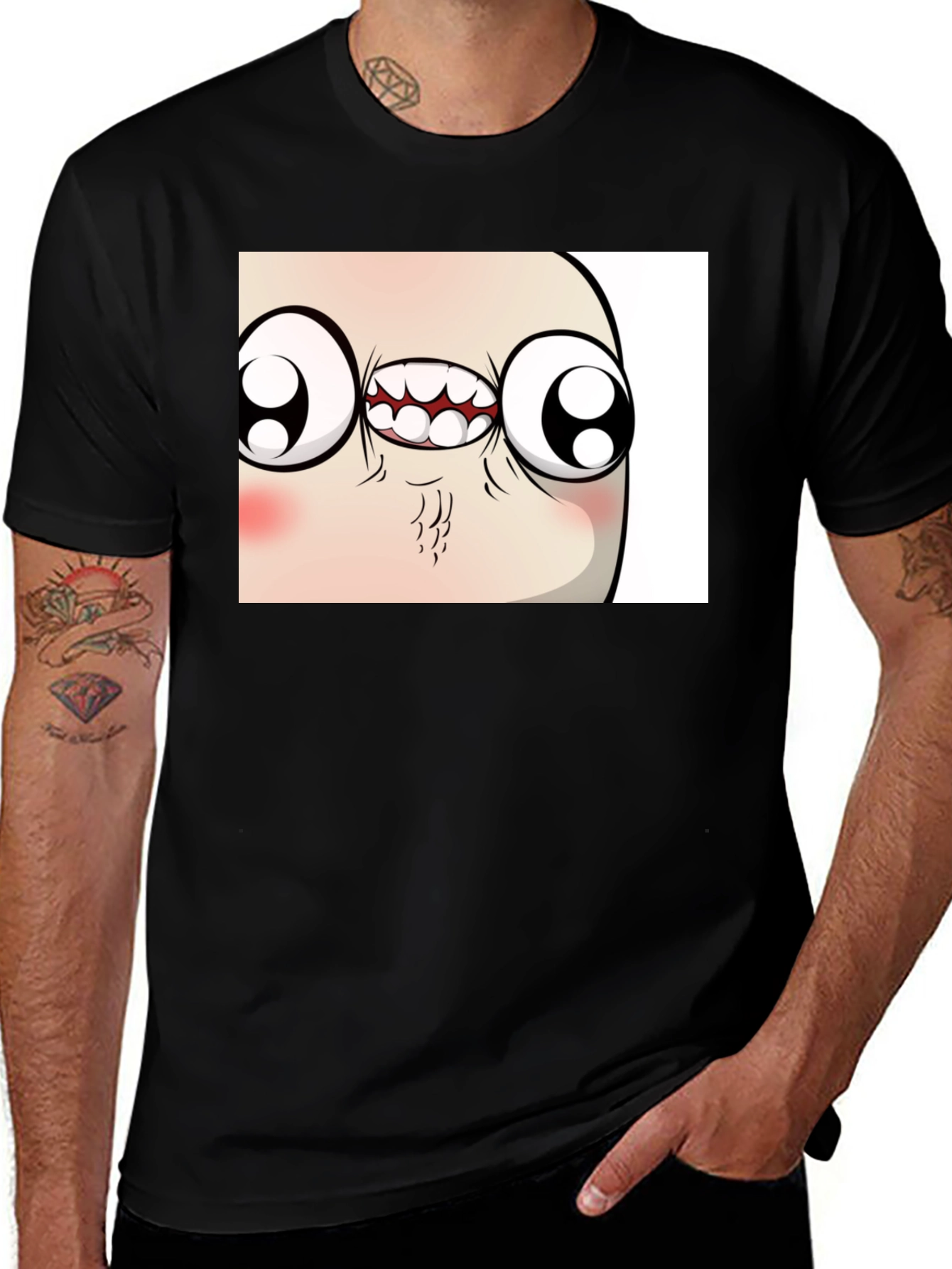 Variant 20 of Troll Face Meme Graphic Tee - Funny Black T-Shirt