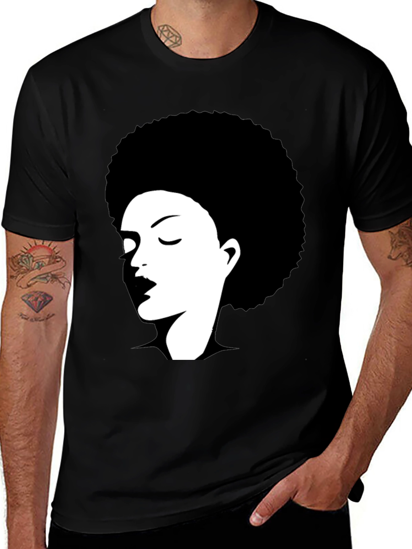 Variant 17 of Afro Silhouette Graphic Tee - Black
