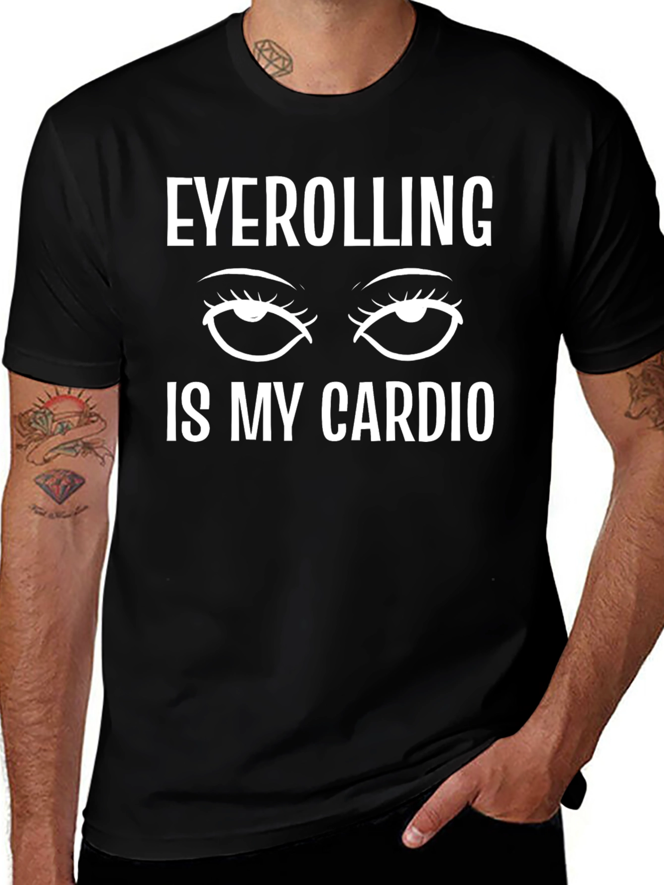 Variant 17 of Eyerolling is My Cardio Black T-Shirt