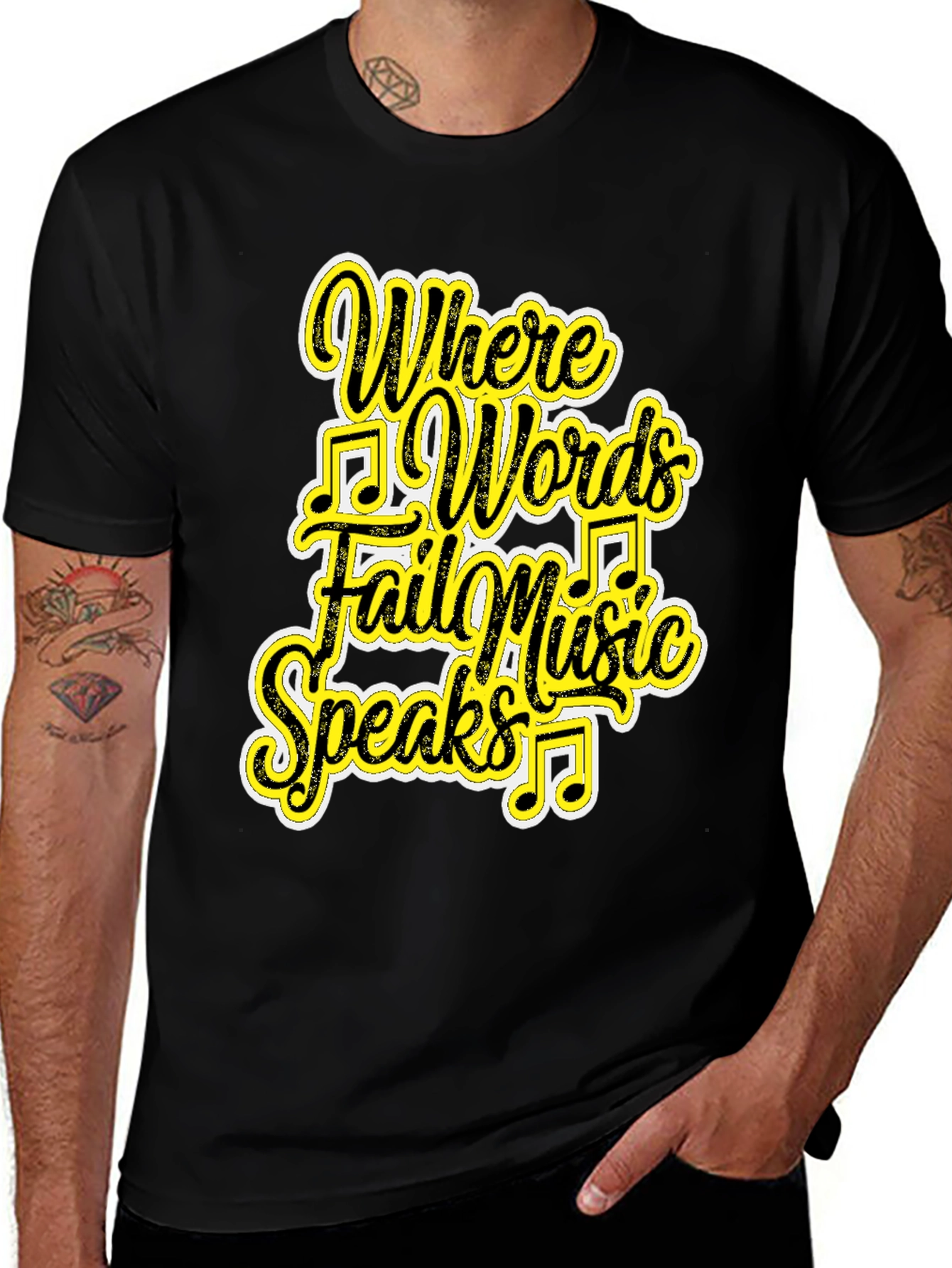 Variant 5 of Music Speaks Graphic Tee - Black Cotton T-Shirt