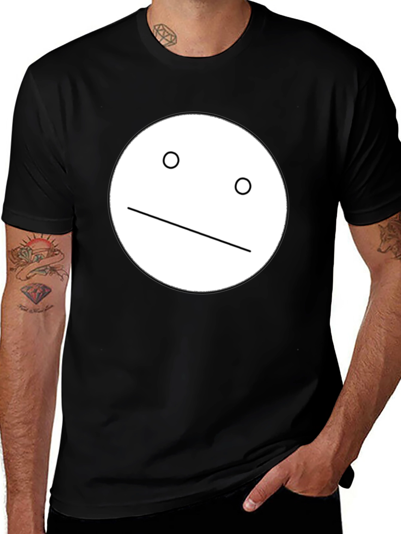 Variant 15 of Minimalist Face Graphic Black T-Shirt