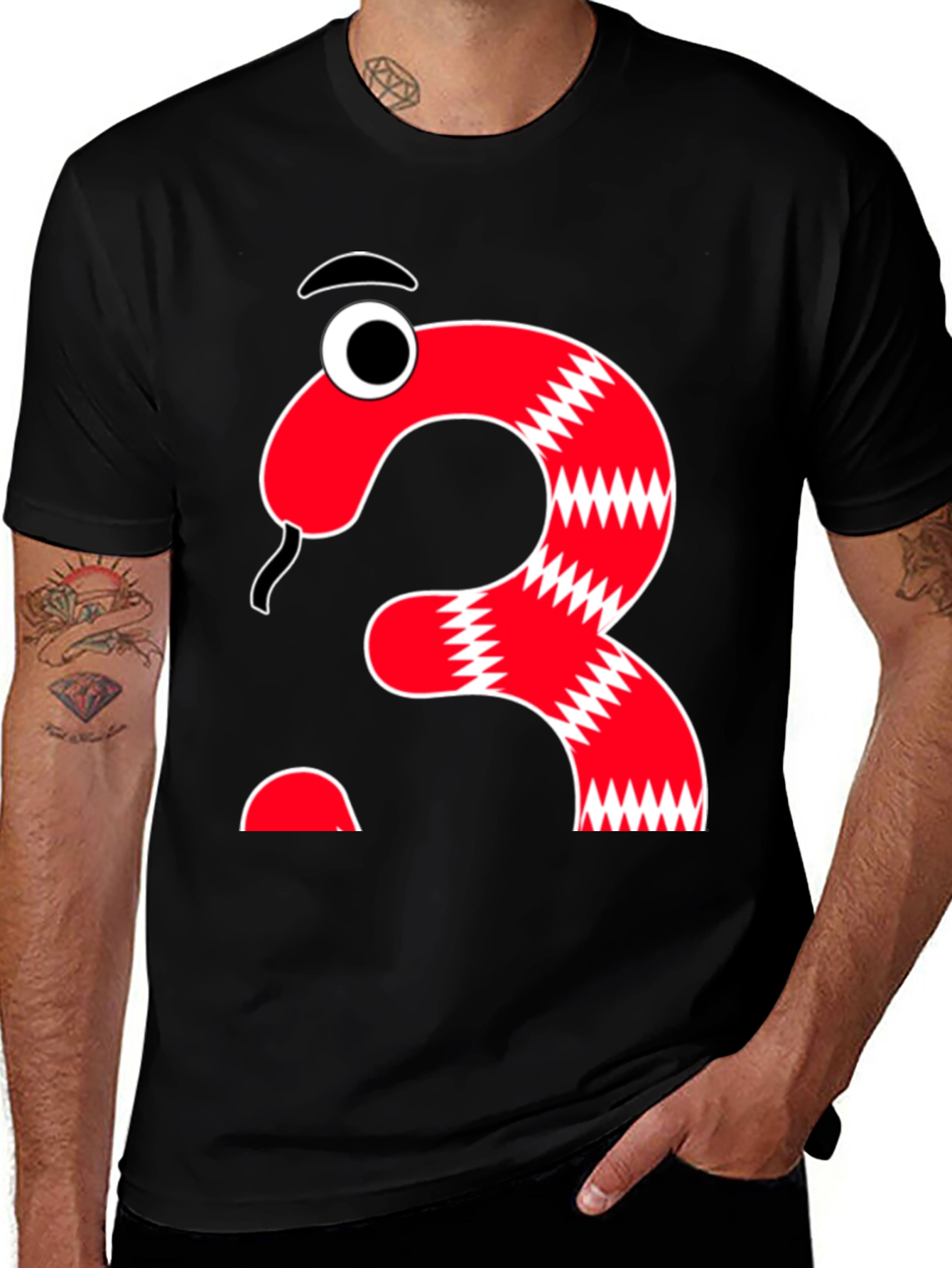 Variant 25 of Funny Cartoon Snake Number Three T-Shirt