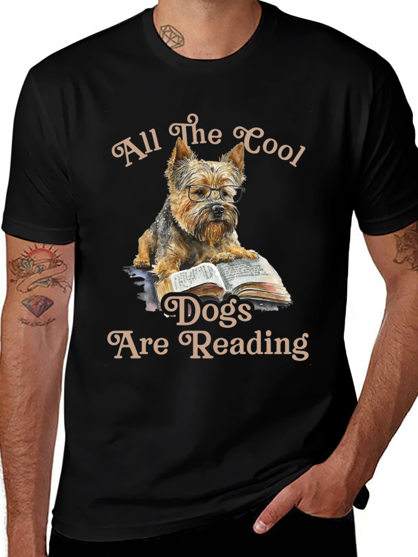Variant 27 of Cool Dogs Reading T-Shirt