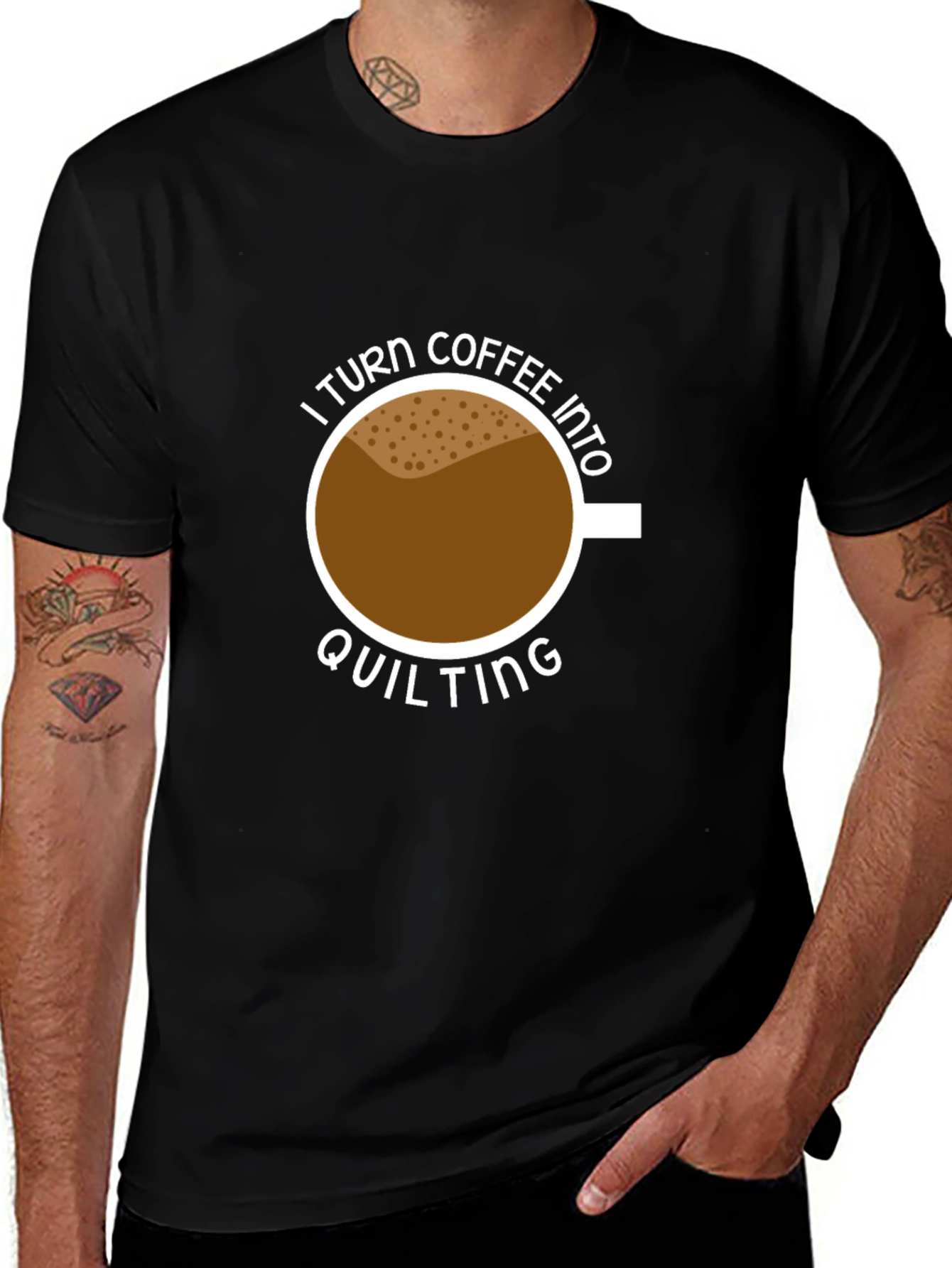 Variant 30 of Coffee Into Quilting Graphic Tee