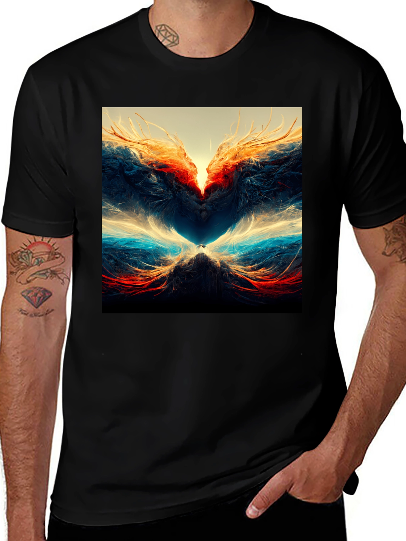 Abstract Art Graphic Print Tee - Black