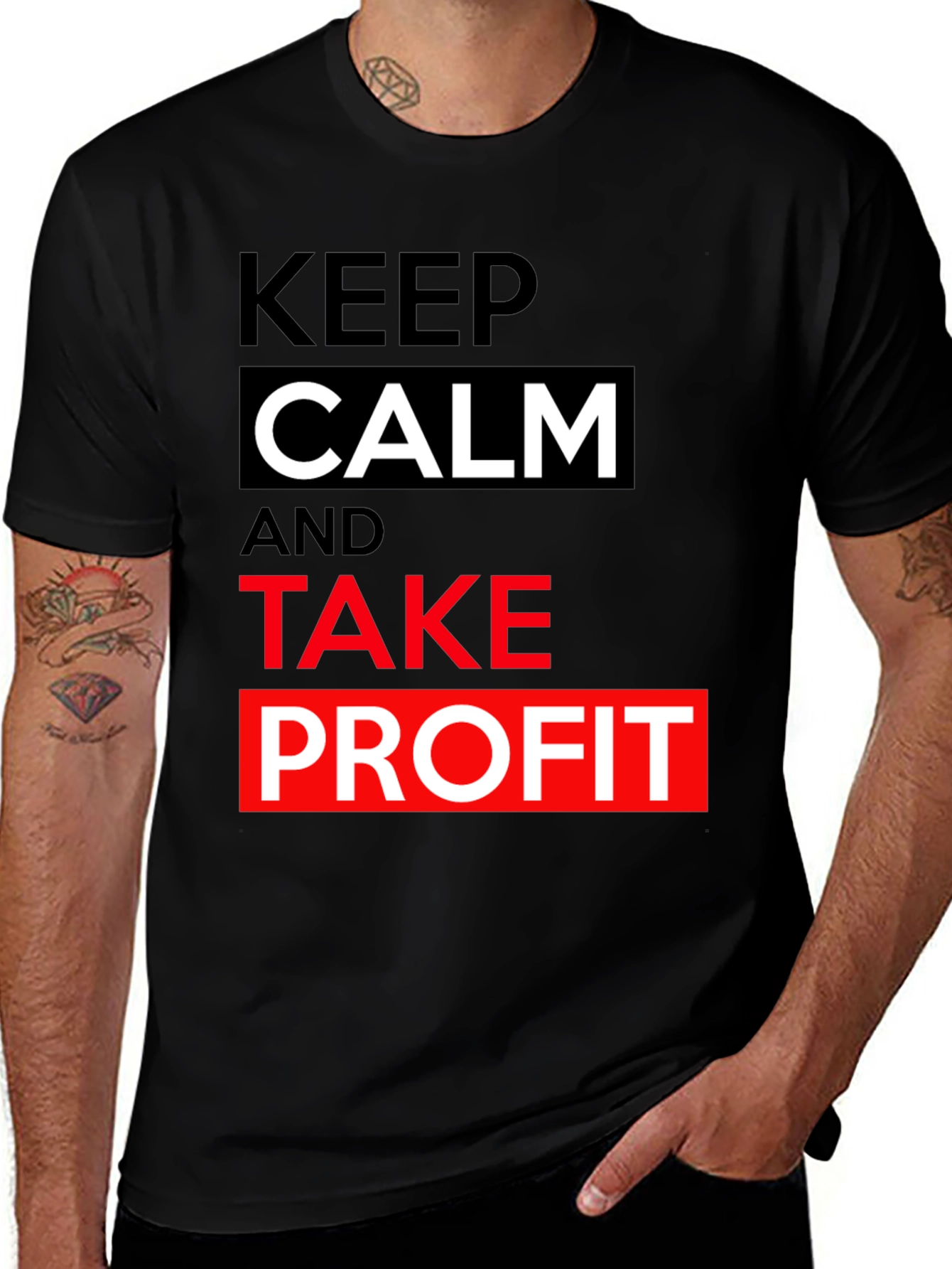 Keep Calm Take Profit T-Shirt - Black Cotton Tee
