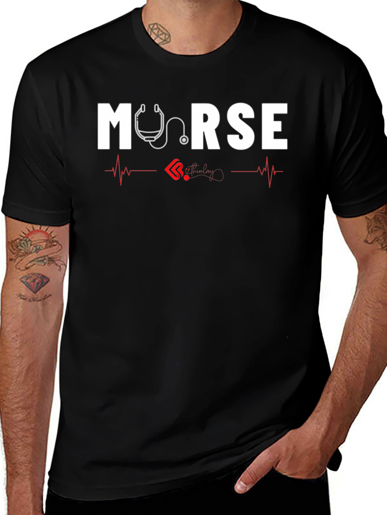 Variant 11 of Nurse Morse Code Stethoscope Graphic T-Shirt