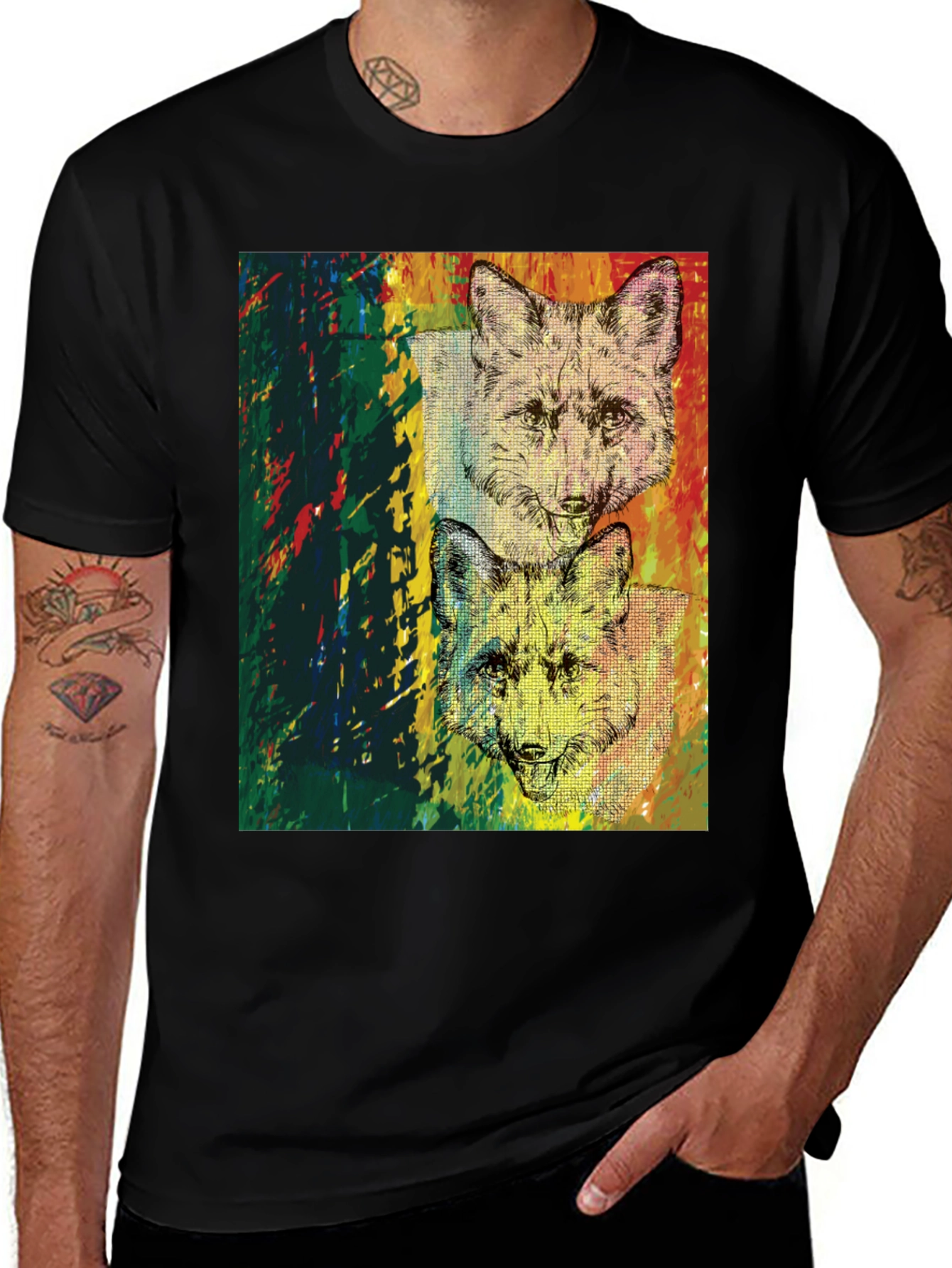 Variant 5 of Fox Graphic Print Black T-Shirt