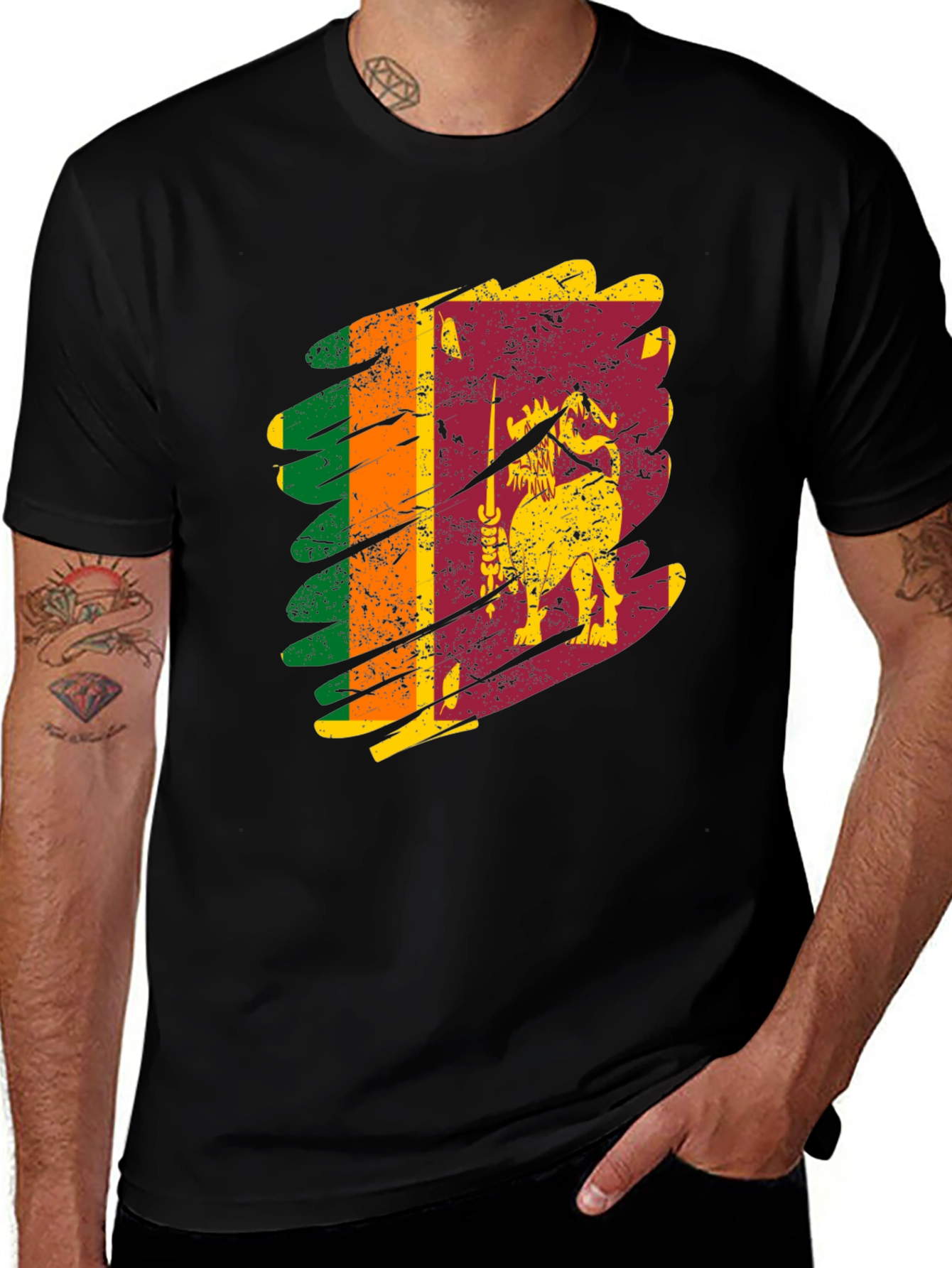 Variant 27 of Sri Lanka Flag Brush Stroke T-Shirt